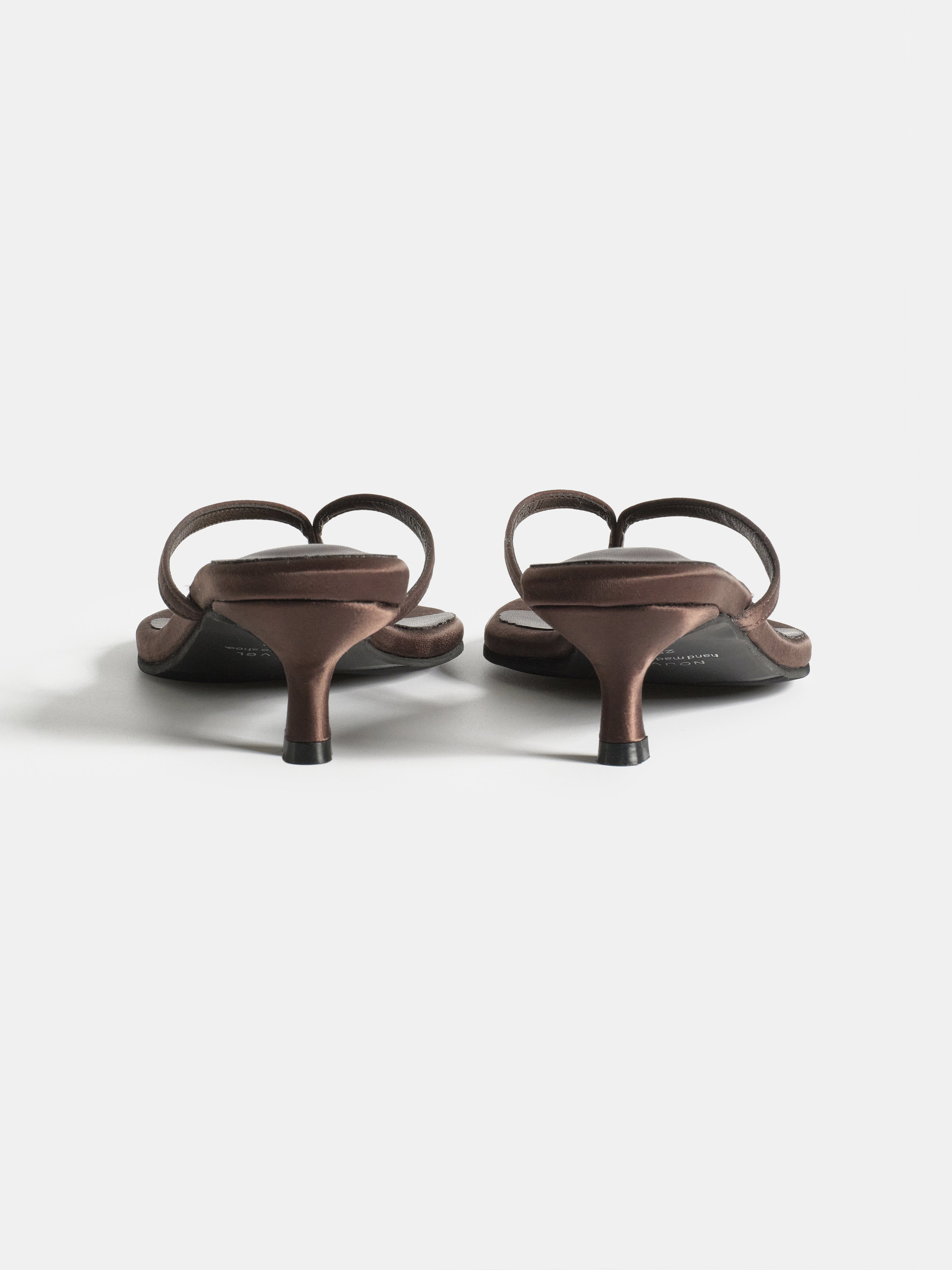 Satin Kitten Heel Sandals, Brown