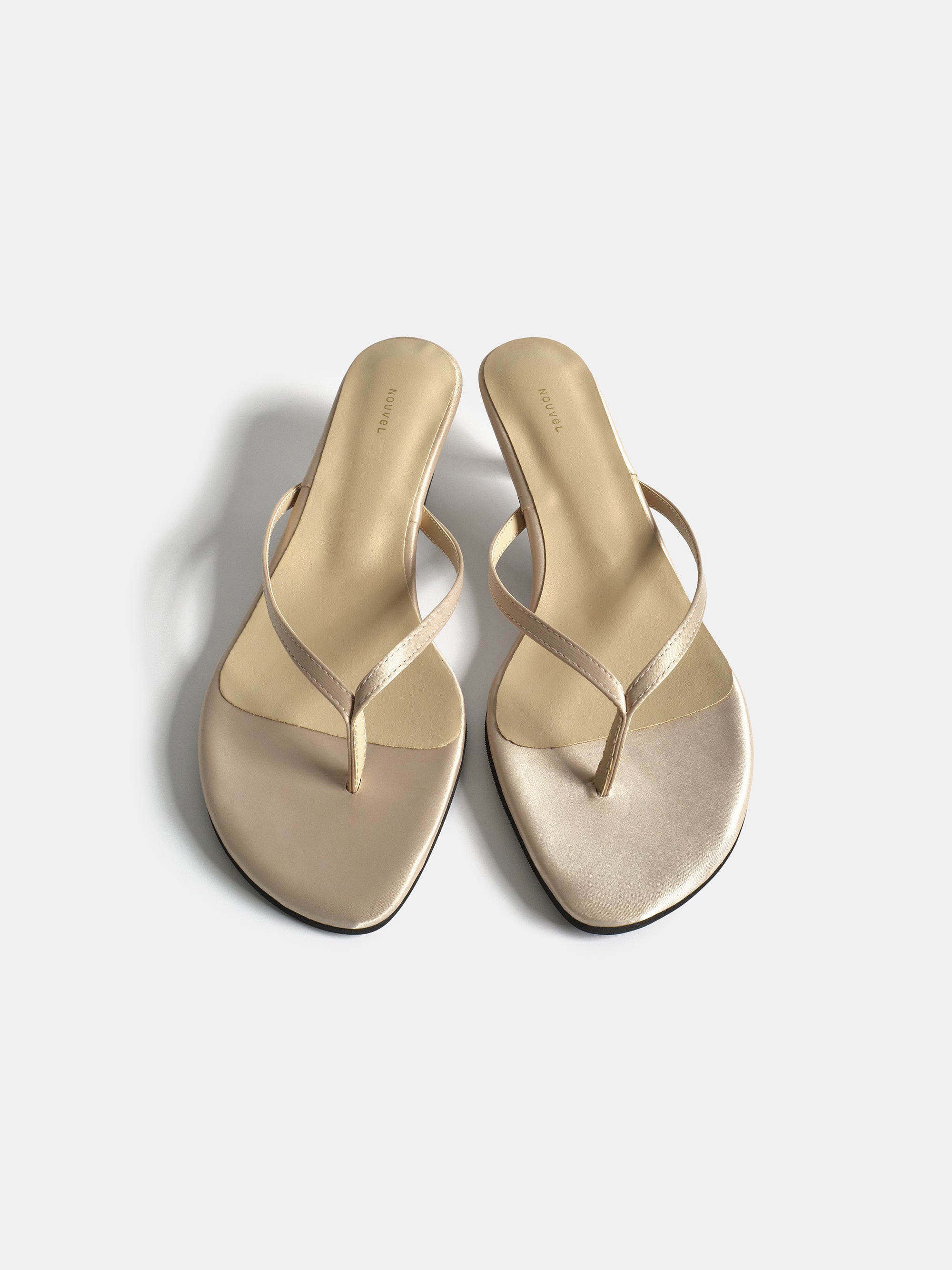 Satin Kitten Heel Sandals, Beige