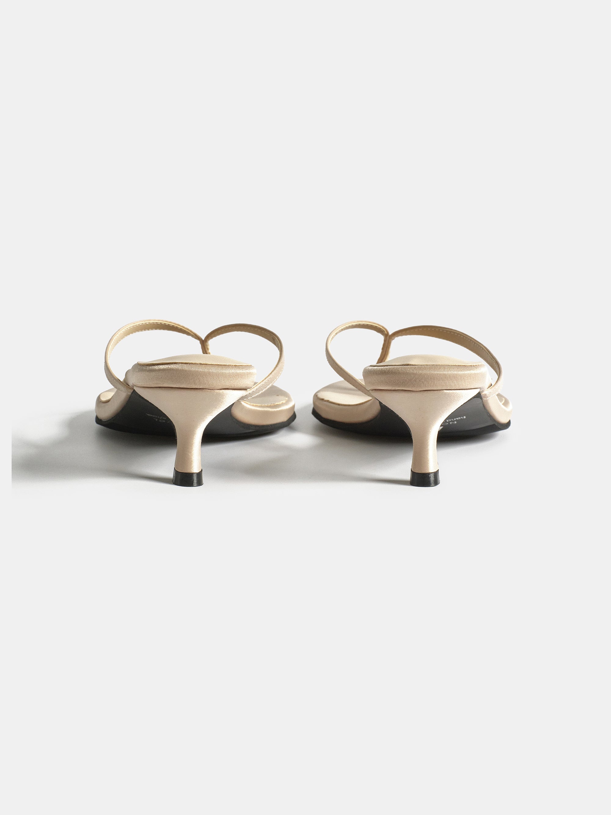 Satin Kitten Heel Sandals, Beige