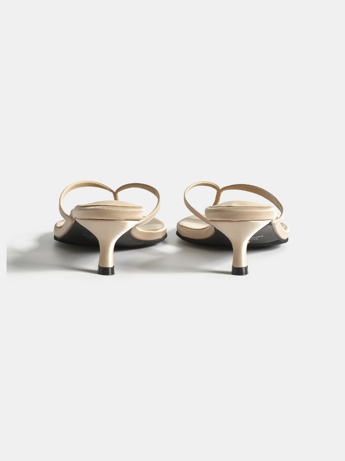 Satin Kitten Heel Sandals, Beige