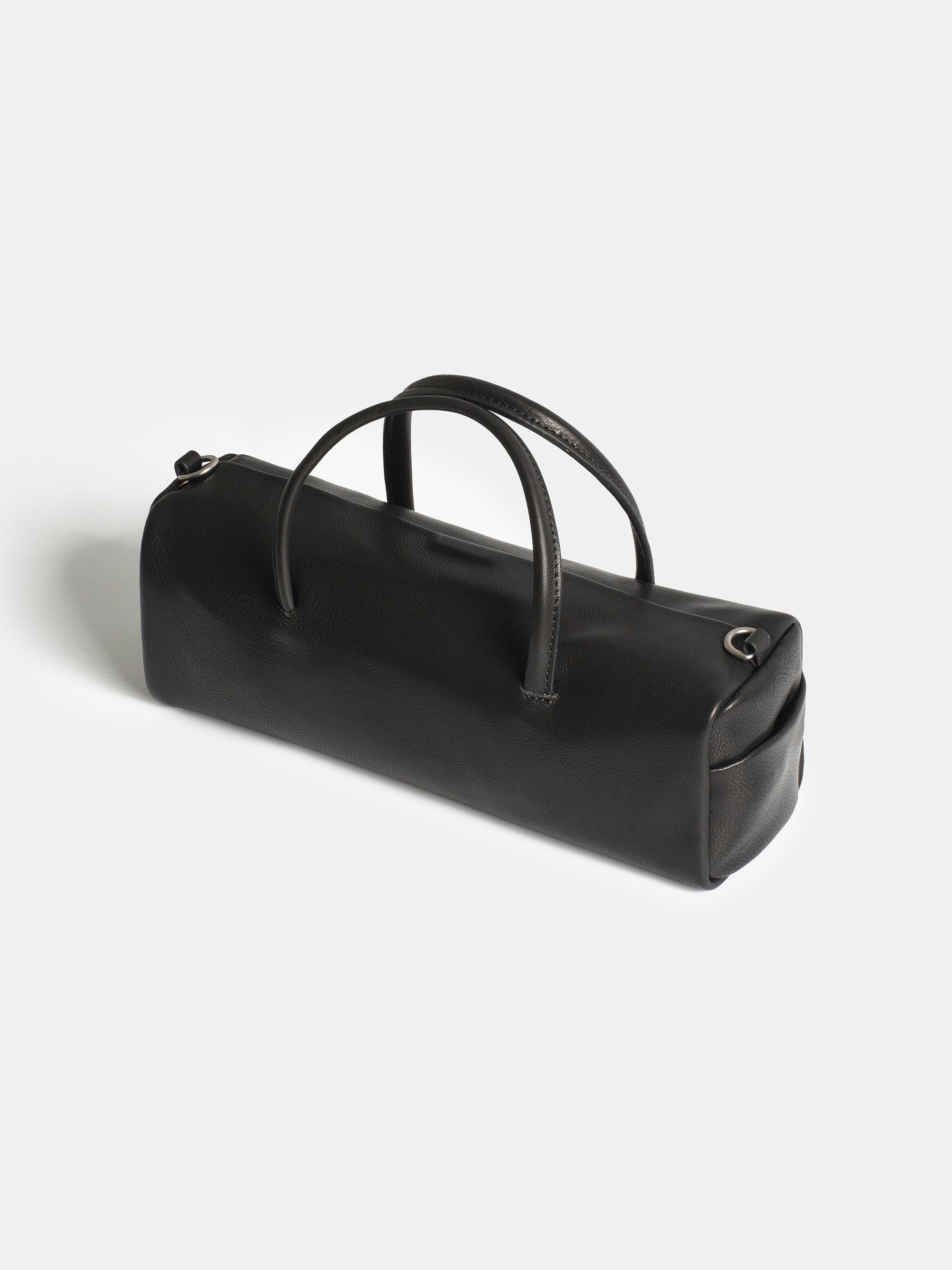 Leather Barrel Bag, Black