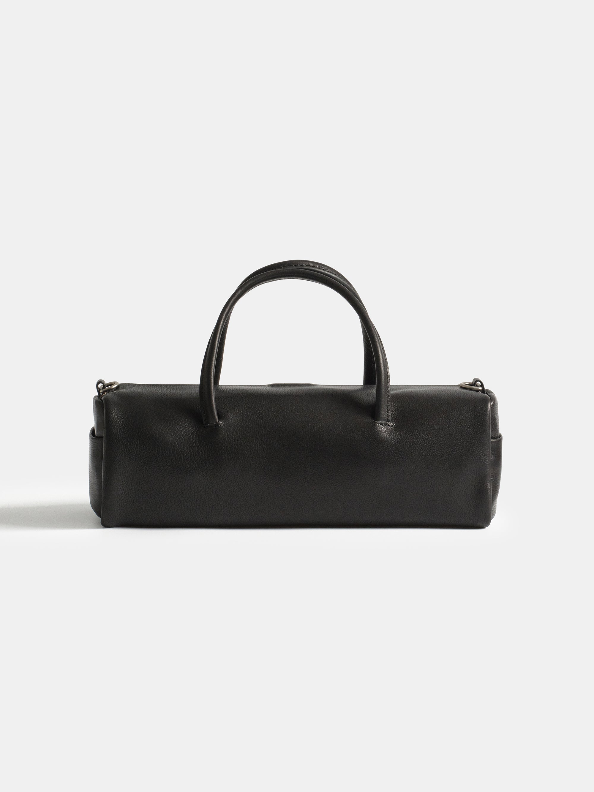 Leather Barrel Bag, Black