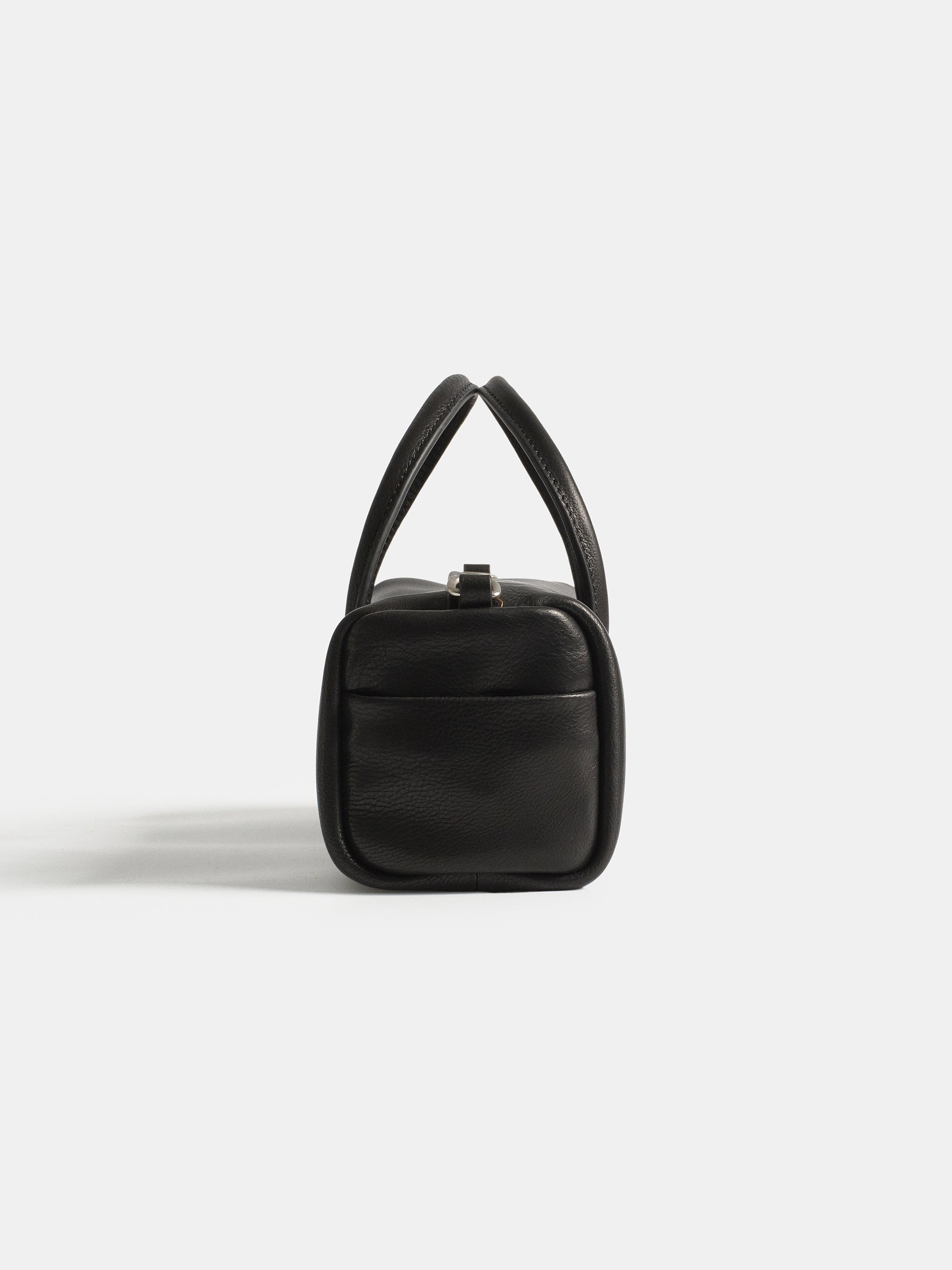 Leather Barrel Bag, Black