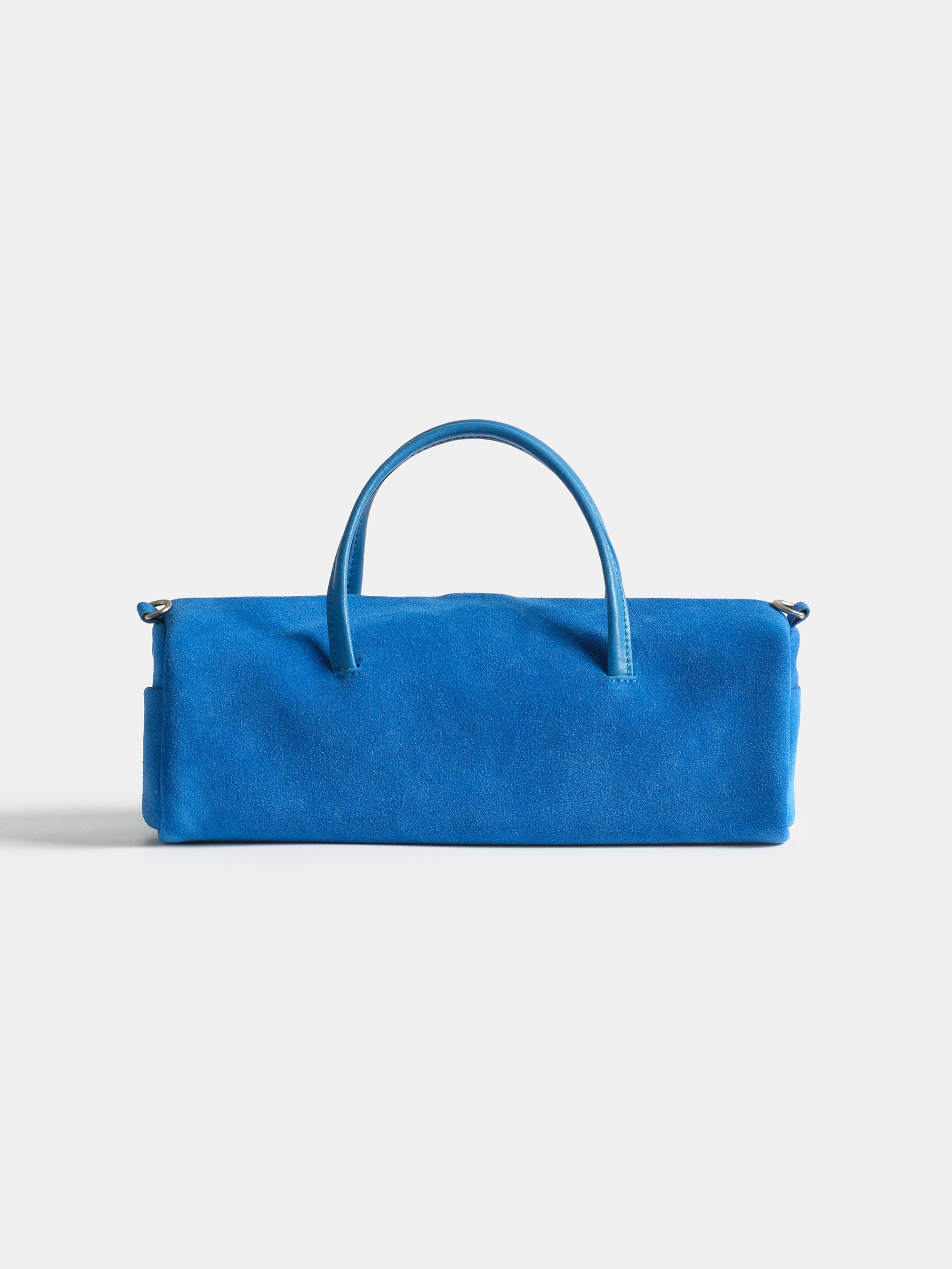 Suede Barrel Bag, Blue