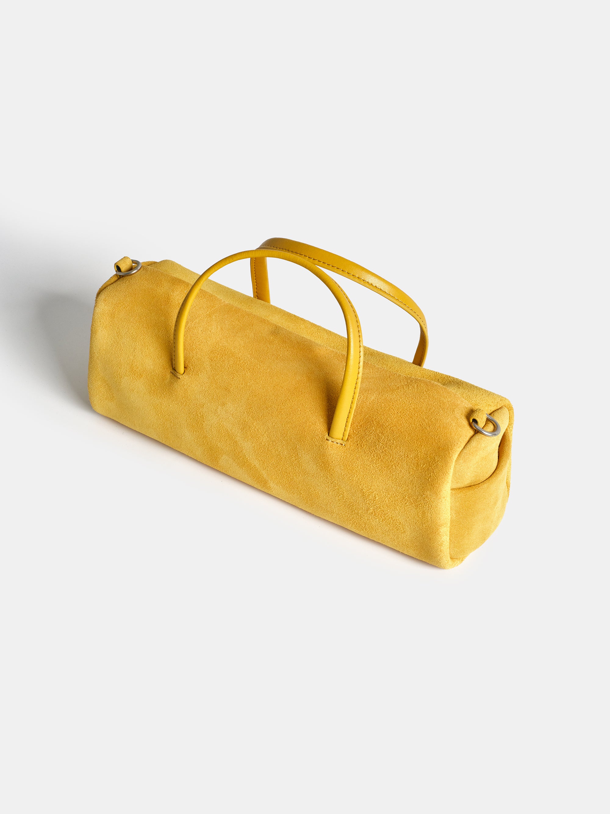 Suede Barrel Bag, Yellow