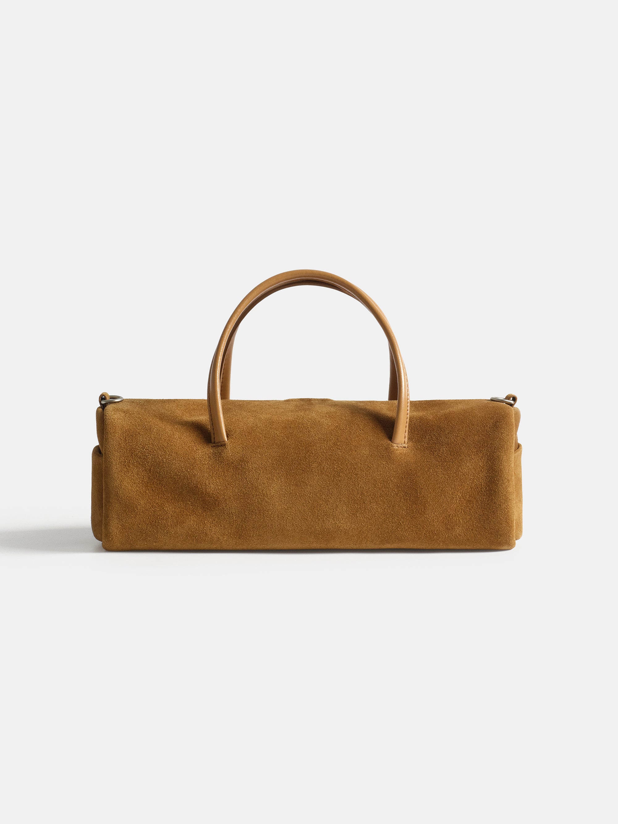 Suede Barrel Bag, Mocha