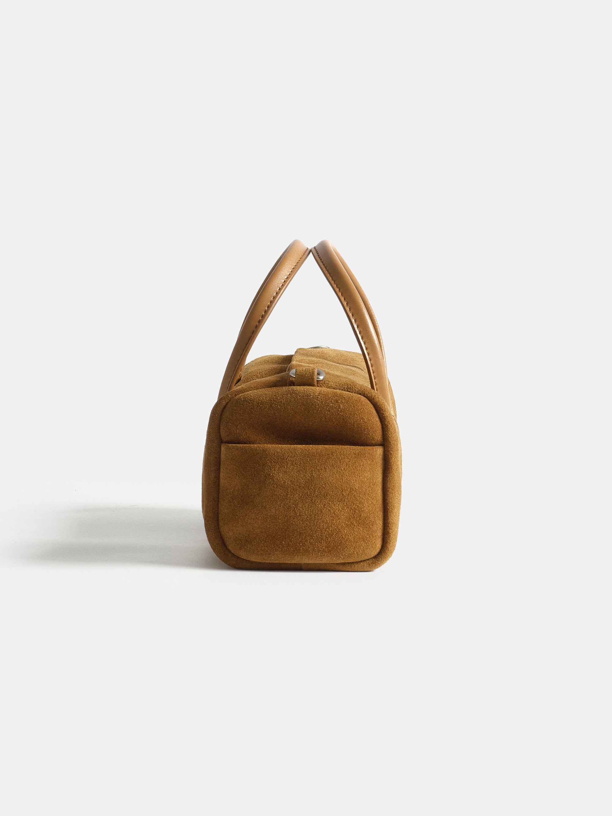 Suede Barrel Bag, Mocha