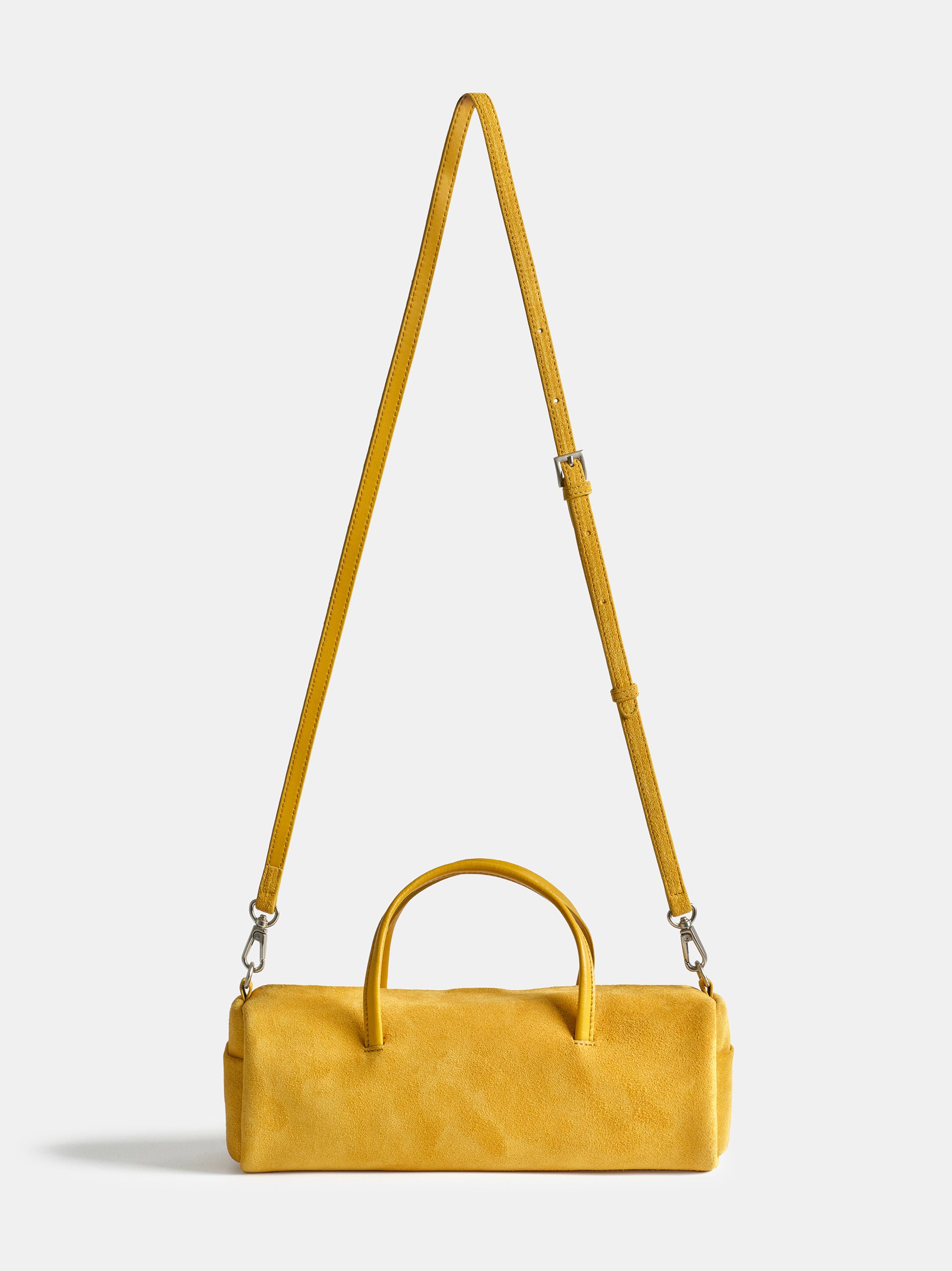 Suede Barrel Bag, Yellow
