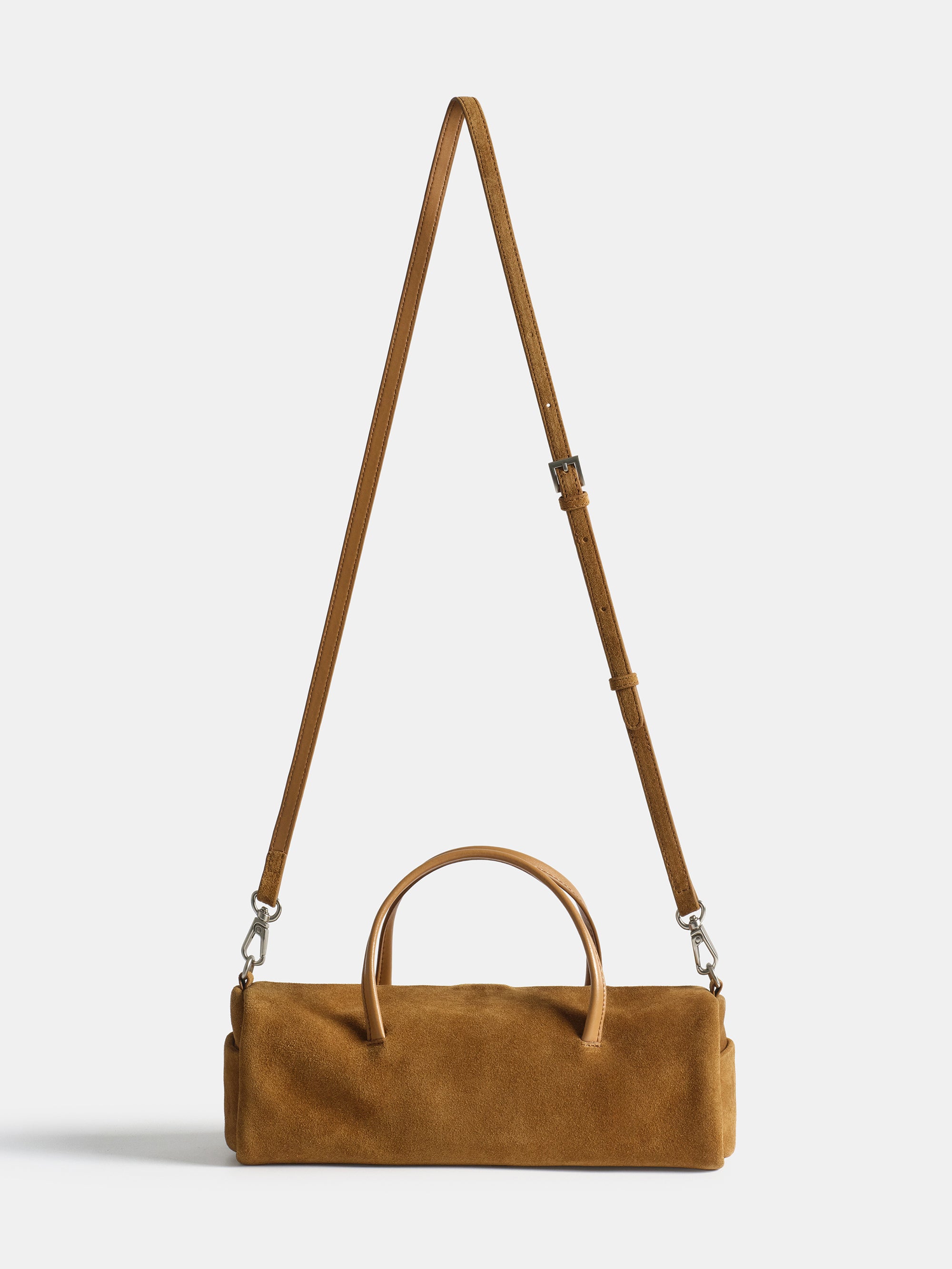 Suede Barrel Bag, Mocha