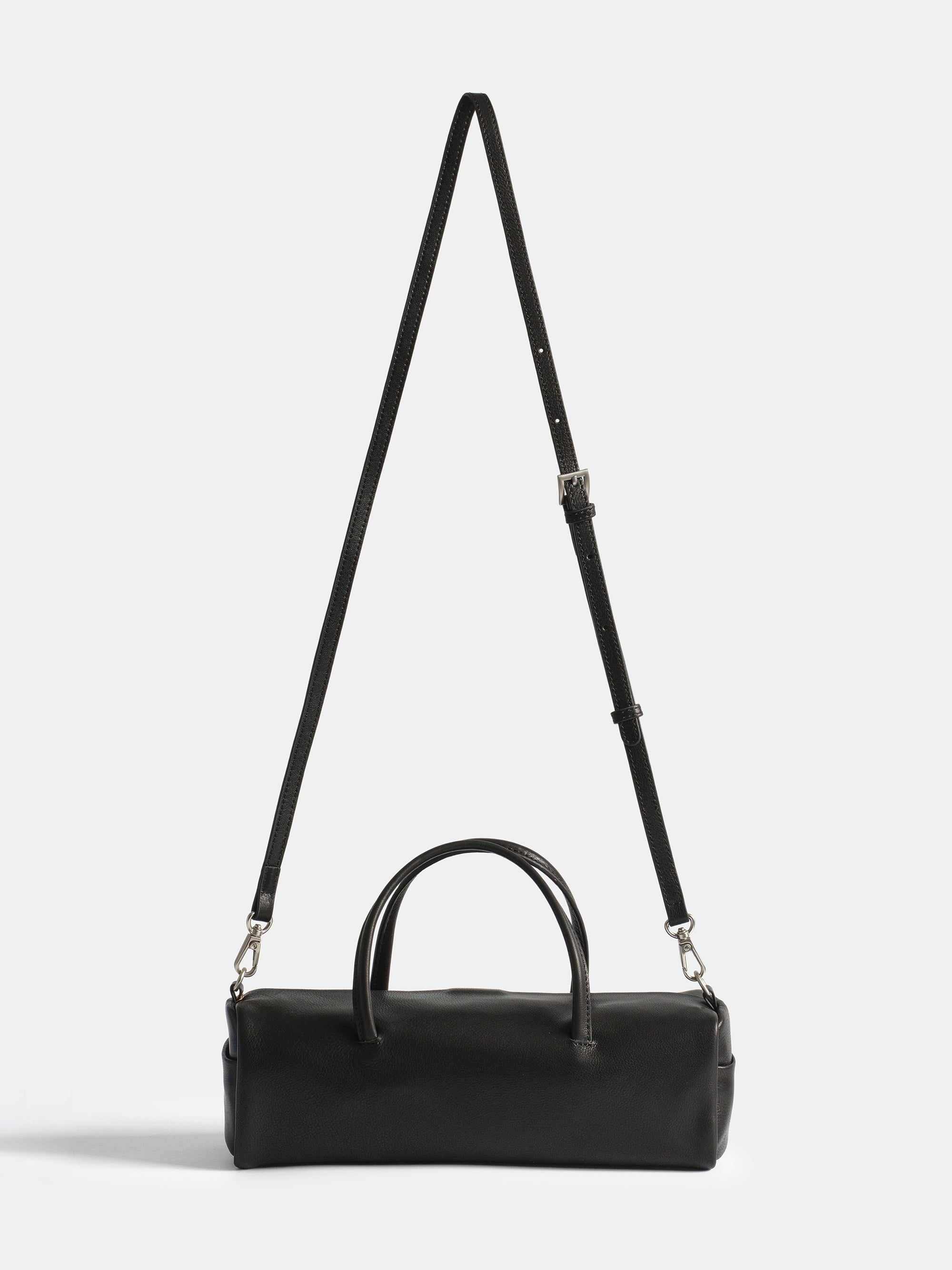 Leather Barrel Bag, Black
