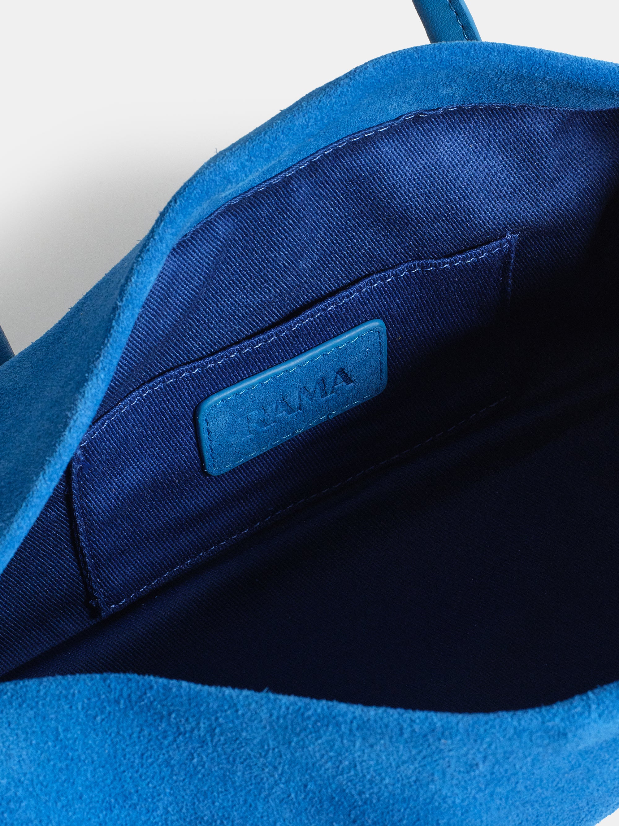 Suede Barrel Bag, Blue