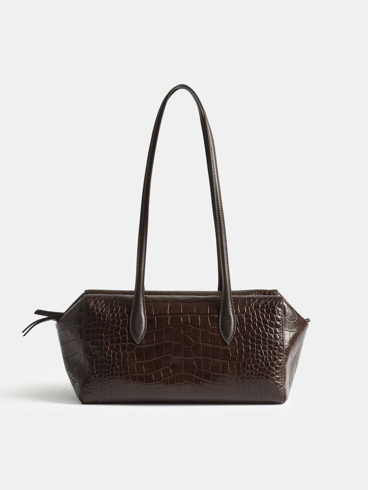 Croc-Embossed Leather Tote Bag, Brown