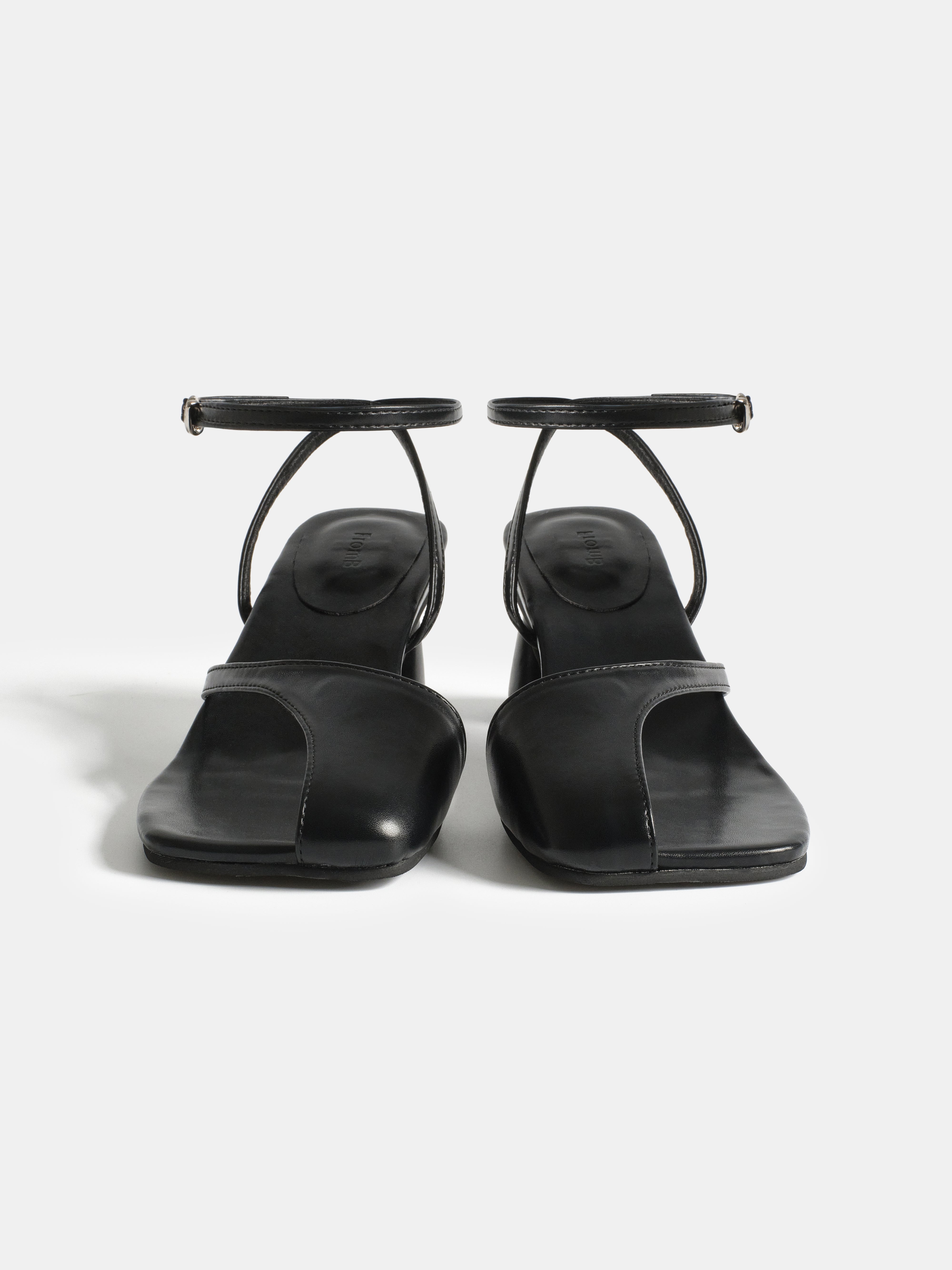 Toe-Loop Heeled Sandals, Black