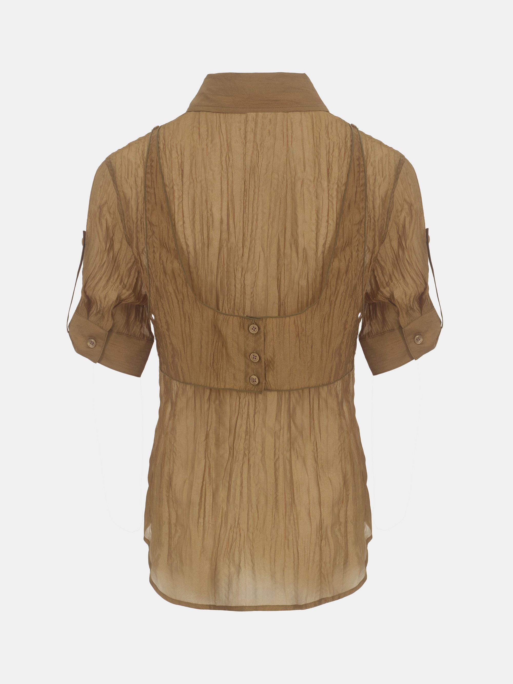 Crumpled Layered Shirt, Brown