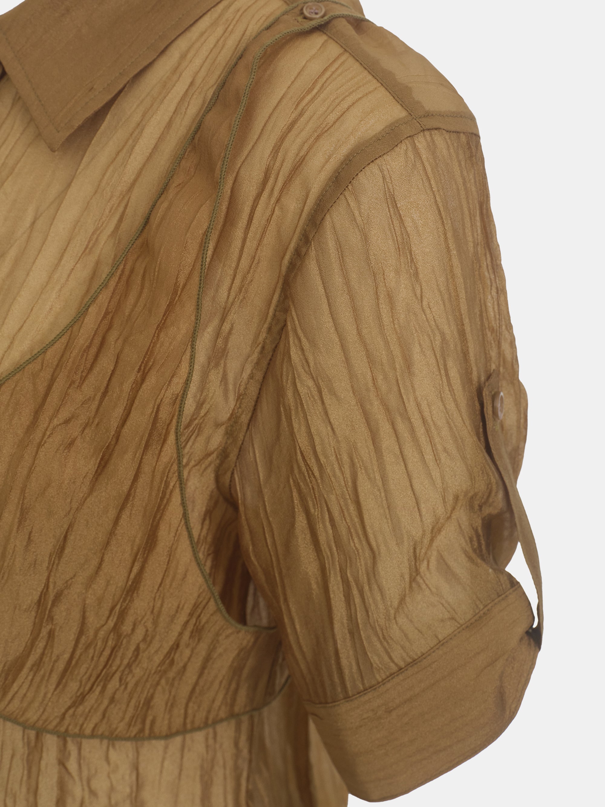Crumpled Layered Shirt, Brown