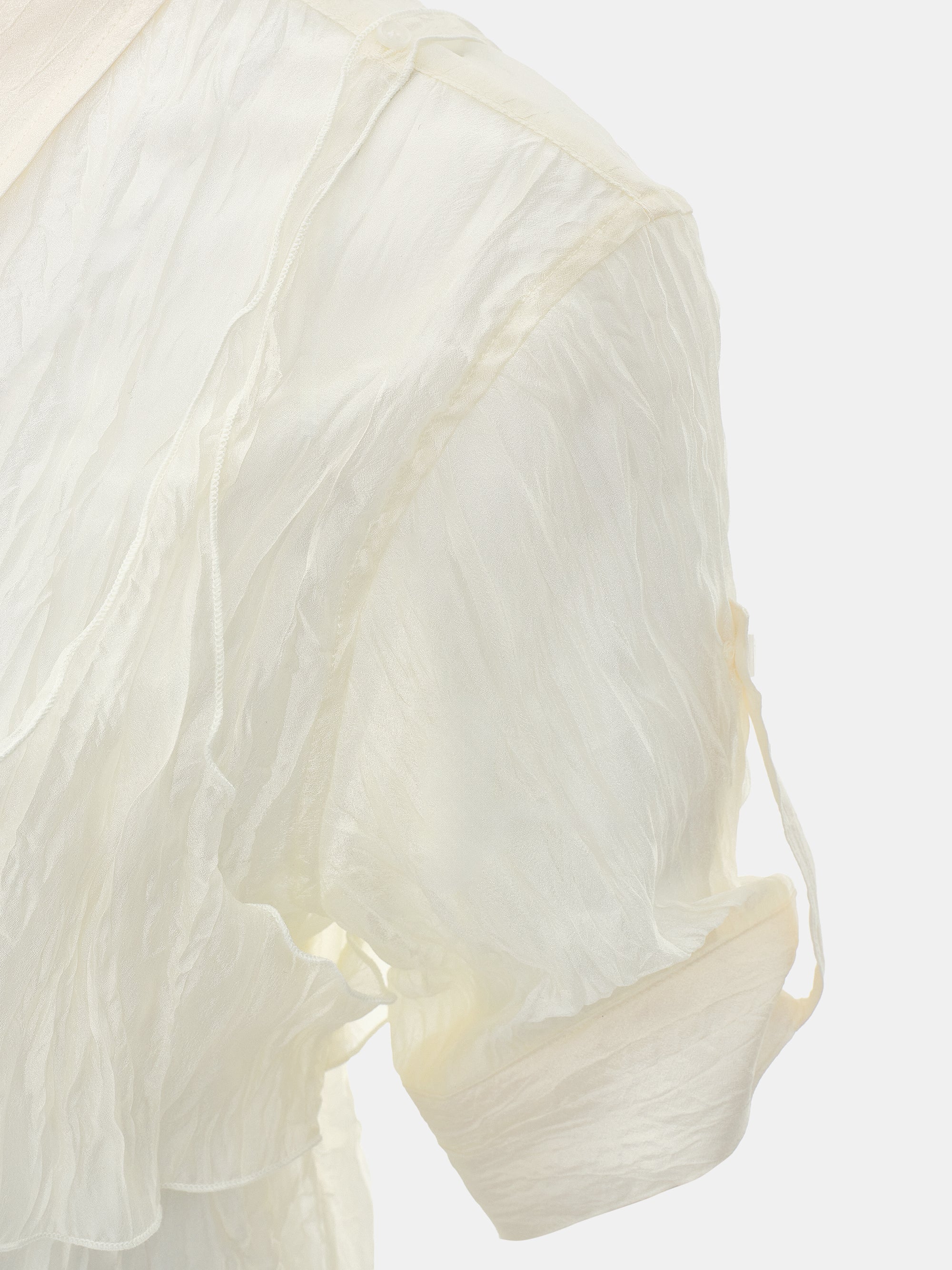 Crumpled Layered Shirt, Cream