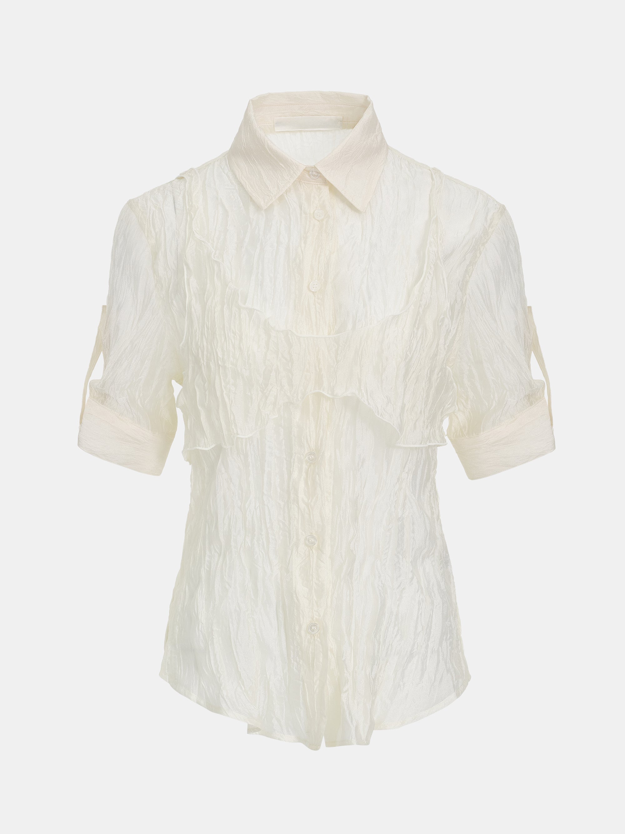 Crumpled Layered Shirt, Cream