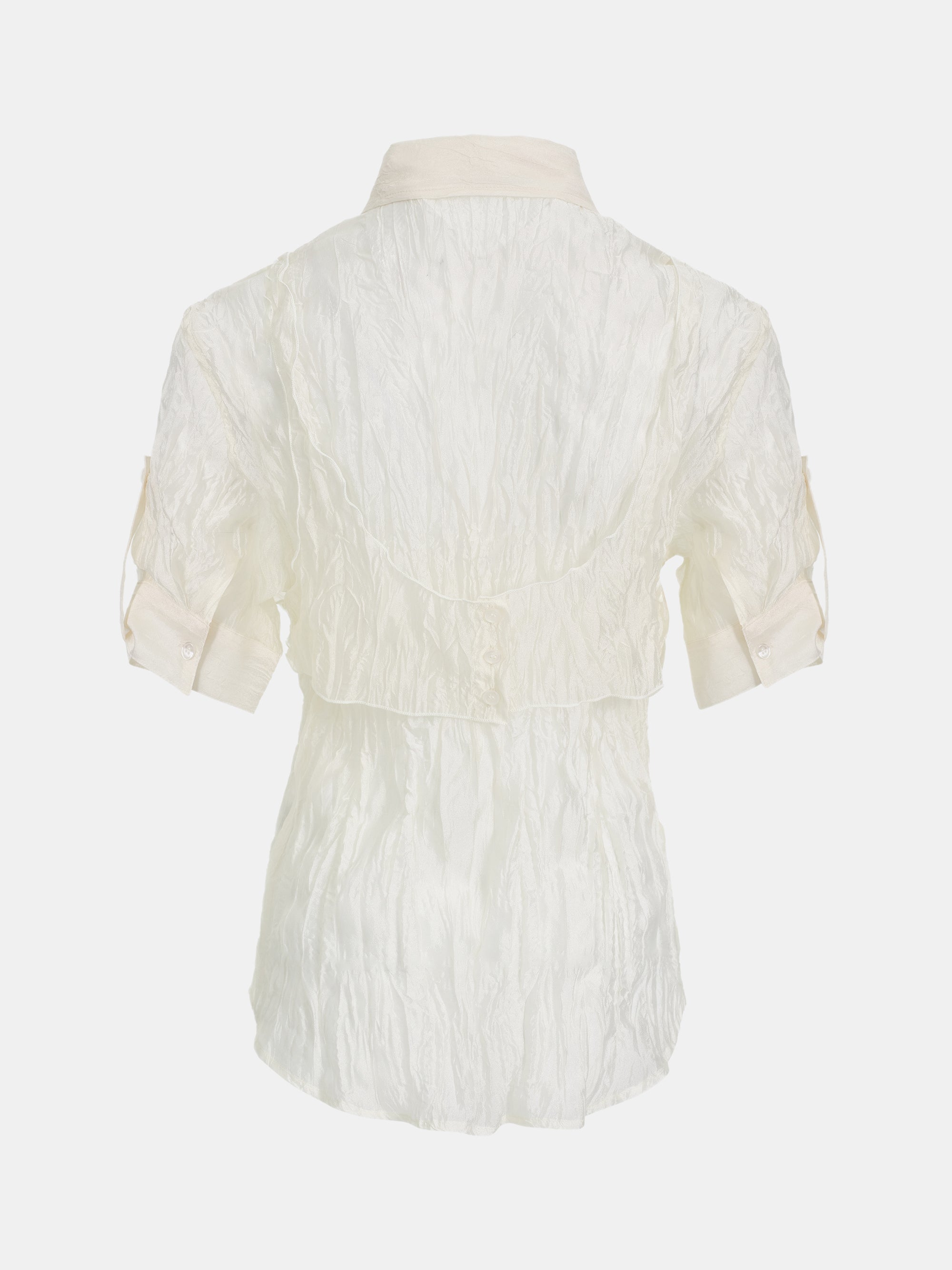 Crumpled Layered Shirt, Cream