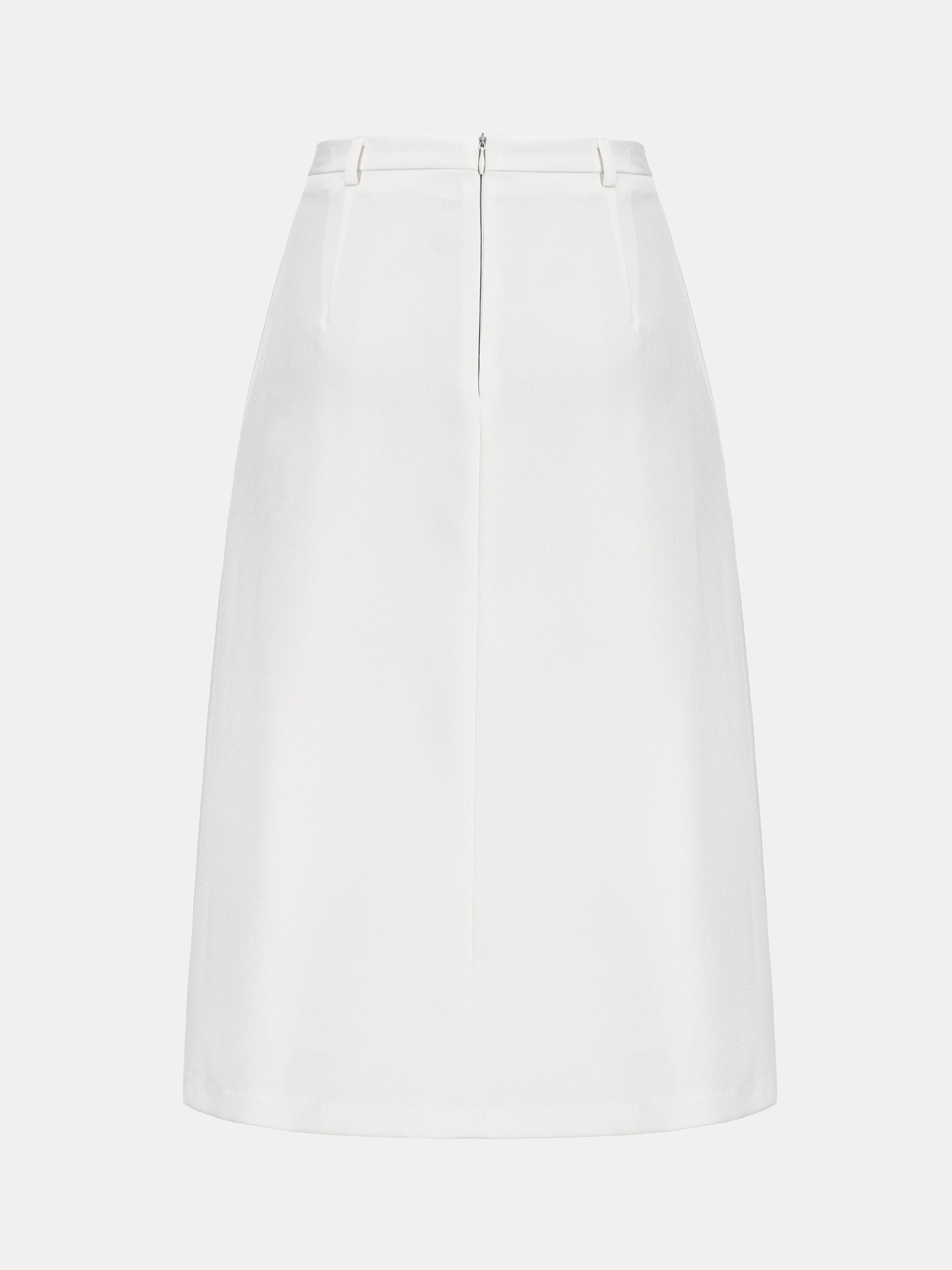 Pleated Midi Skirt, White
