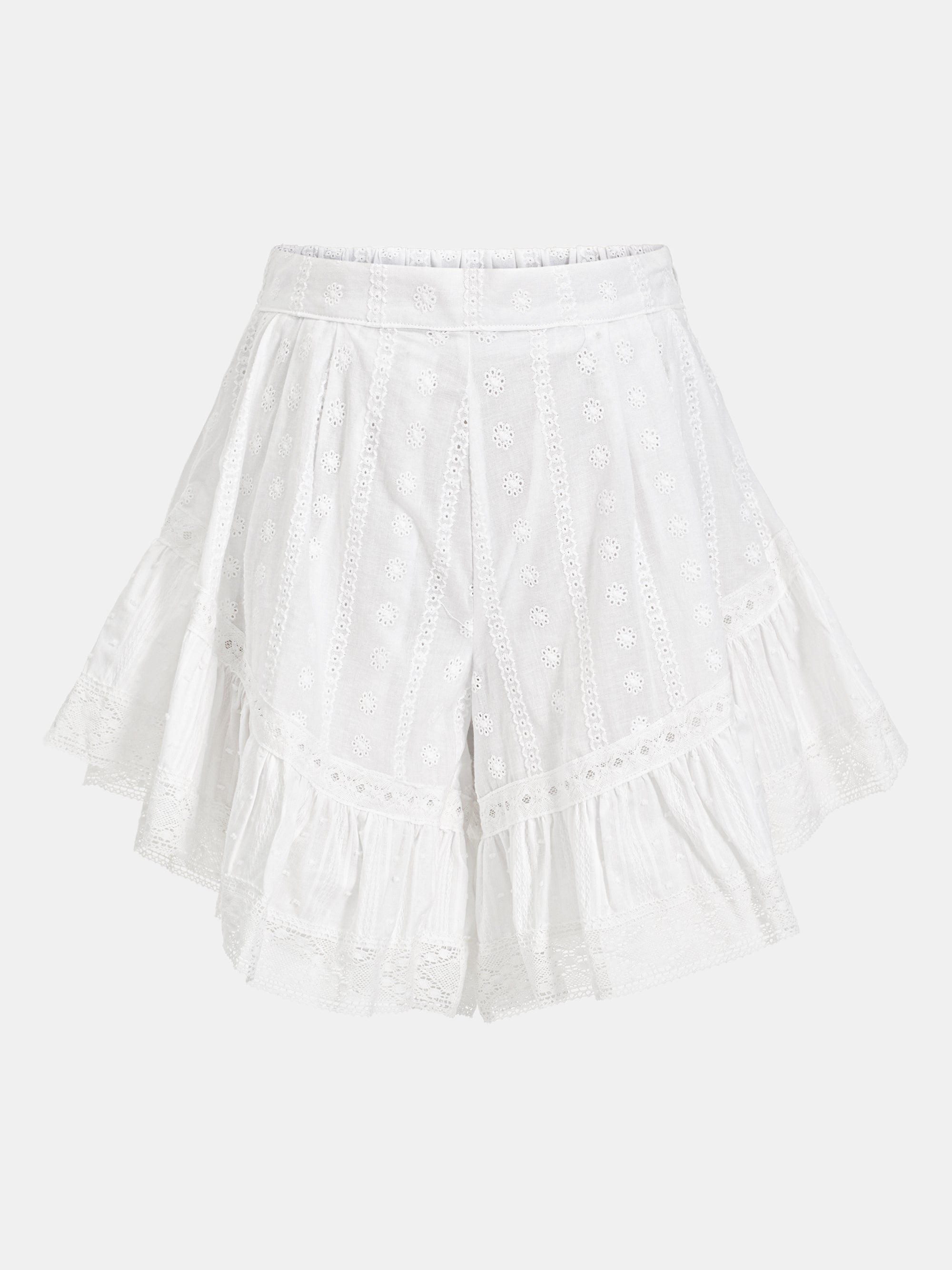 Embroidered Eyelet Shorts, White