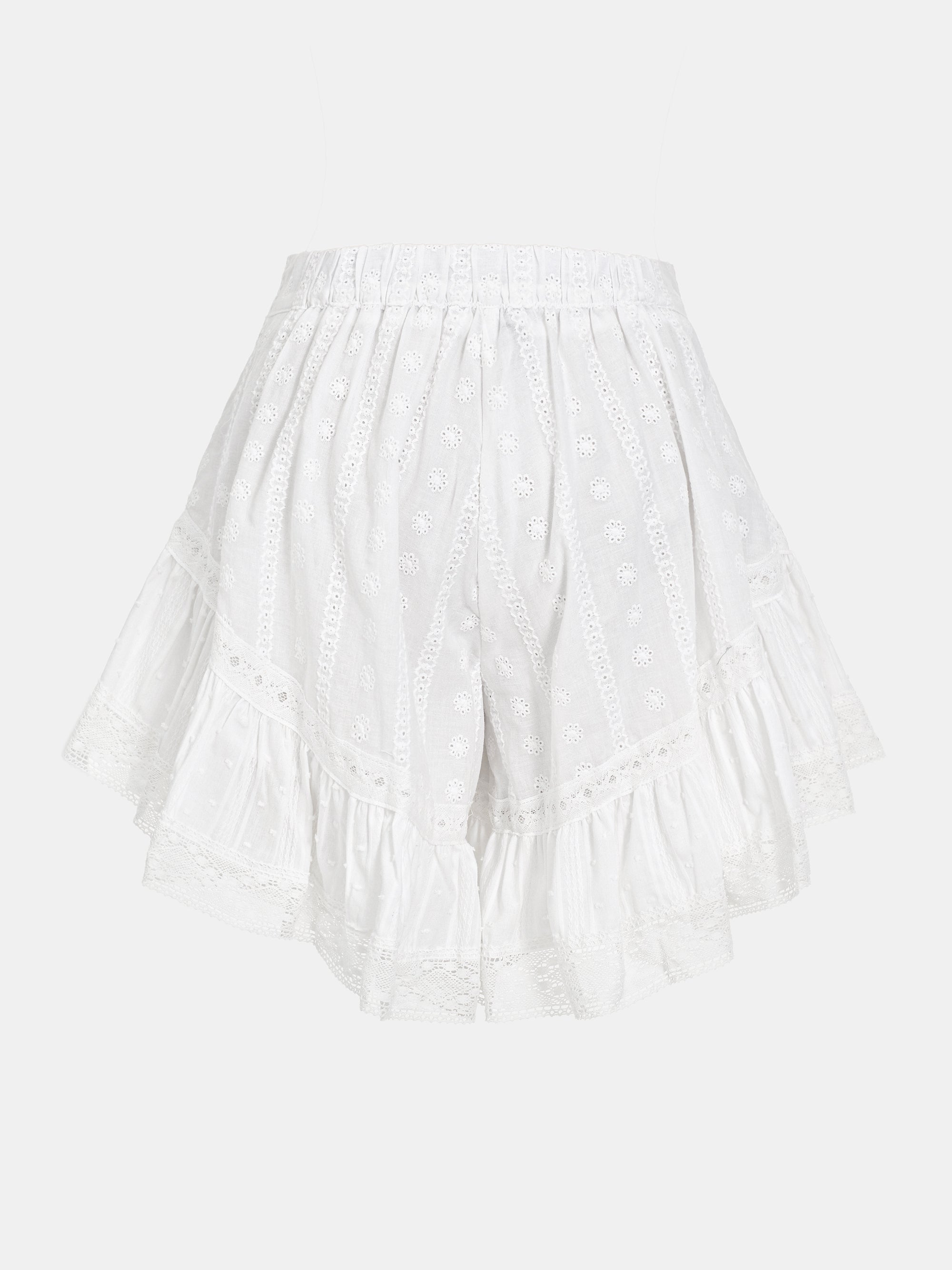 Embroidered Eyelet Shorts, White