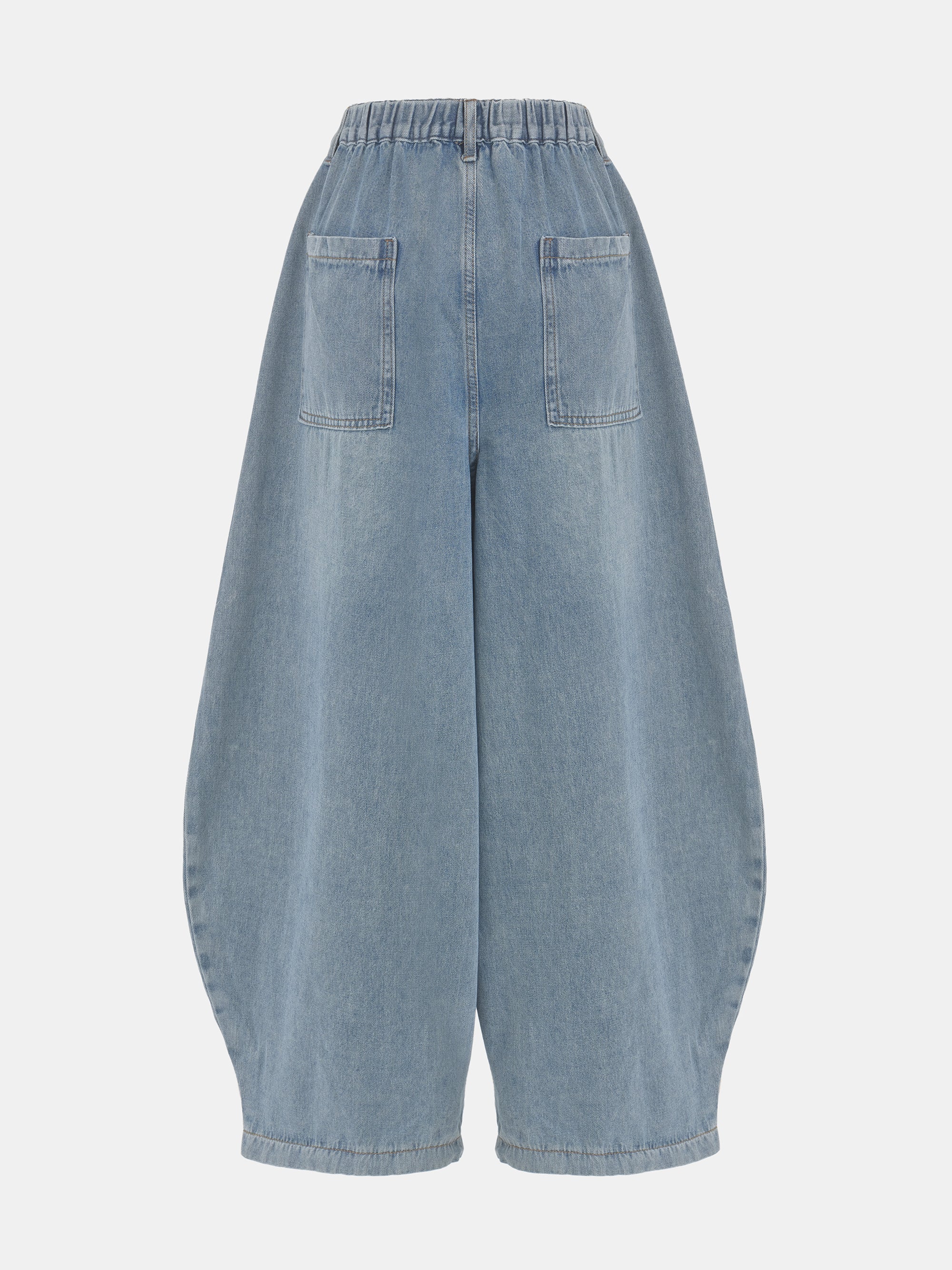 Drawstring Balloon Jeans, Light Blue