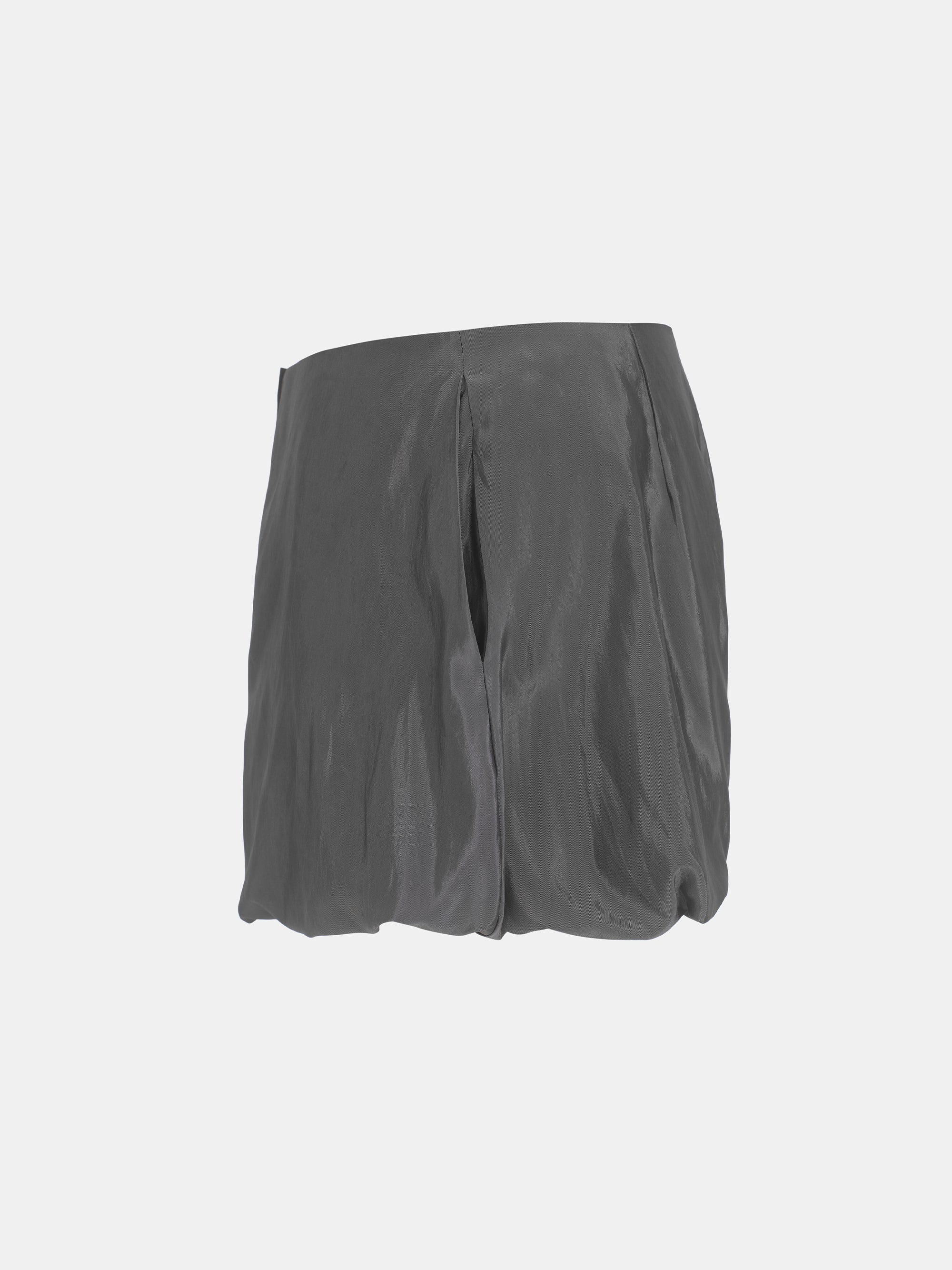 Satin-Effect Balloon Shorts, Grey