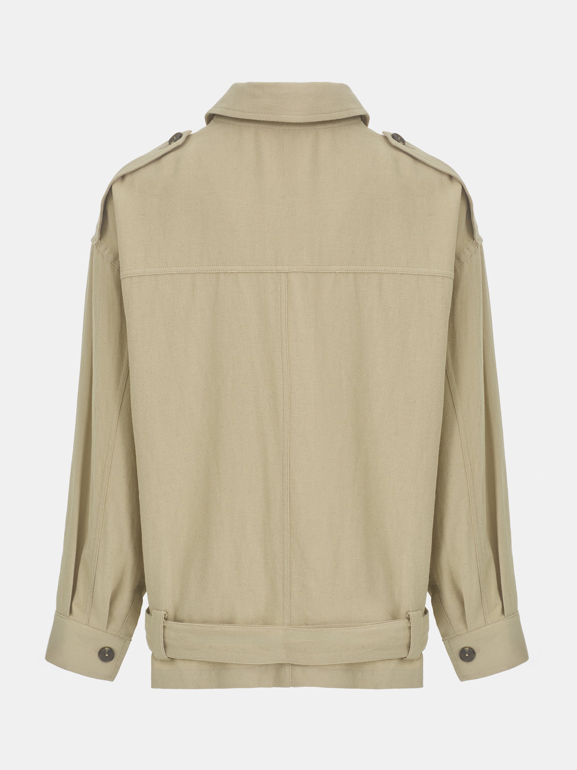 Linen-Blend Safari Jacket, Khaki