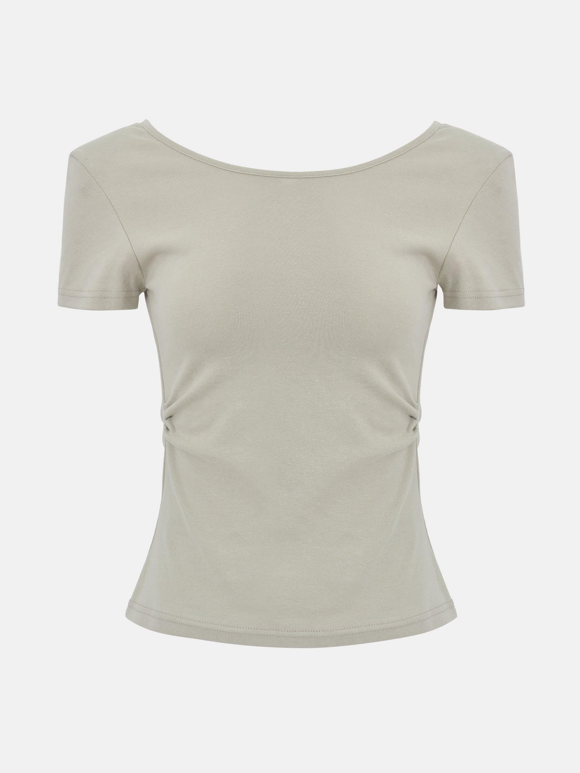 Cowl-Back T-Shirt, Khaki