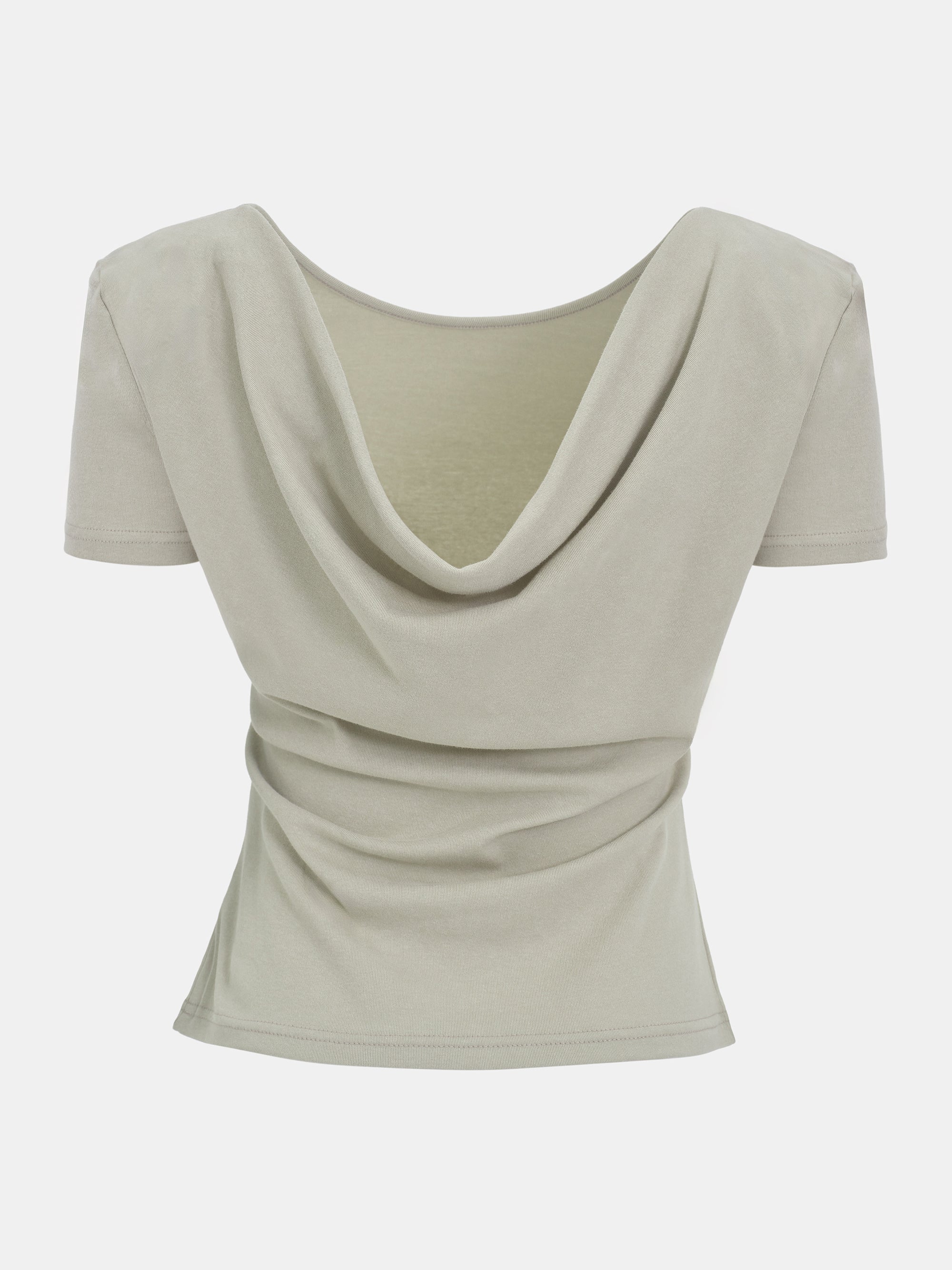 Cowl-Back T-Shirt, Khaki