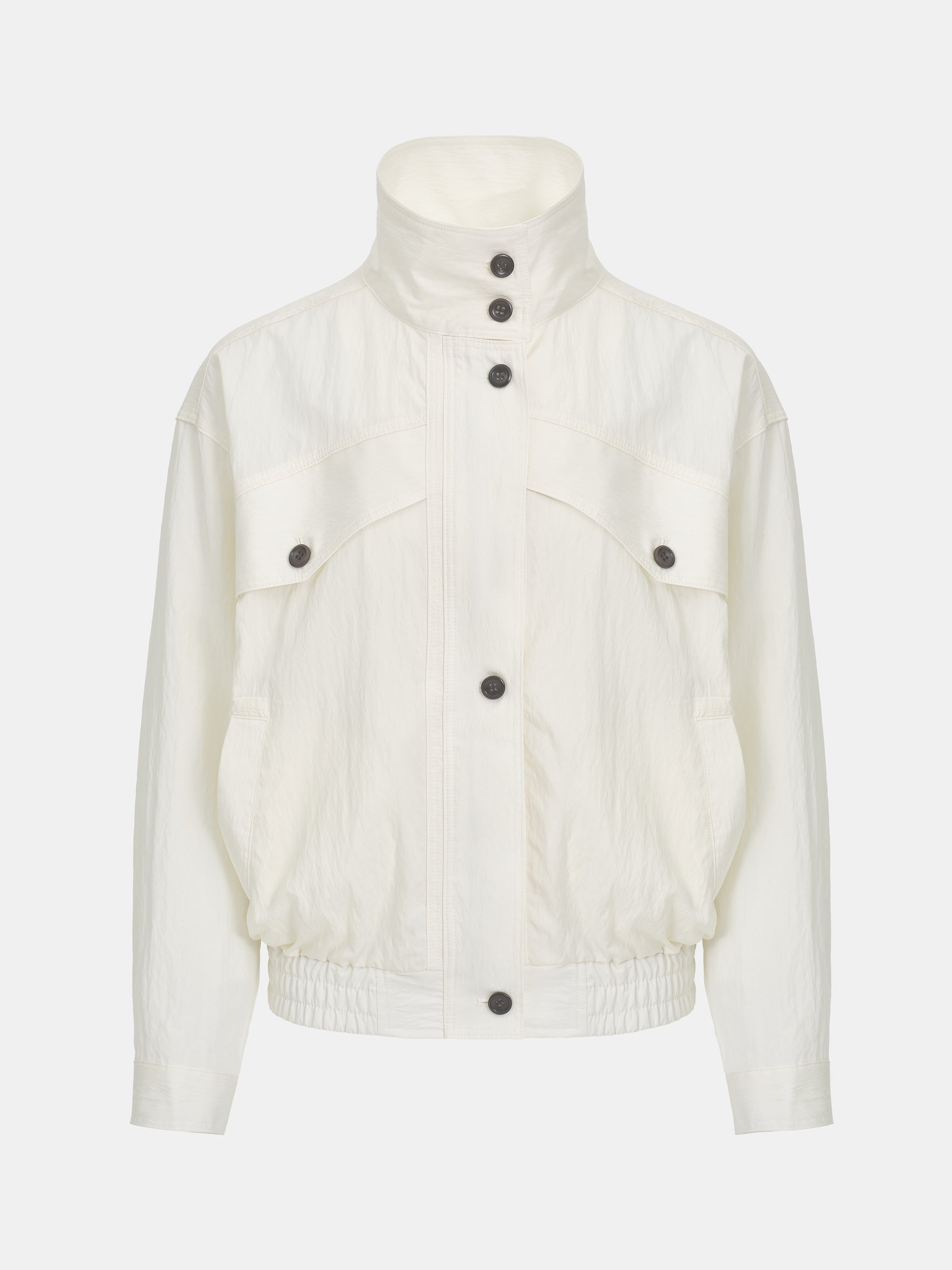 Crinkled Blouson Jacket, Cream