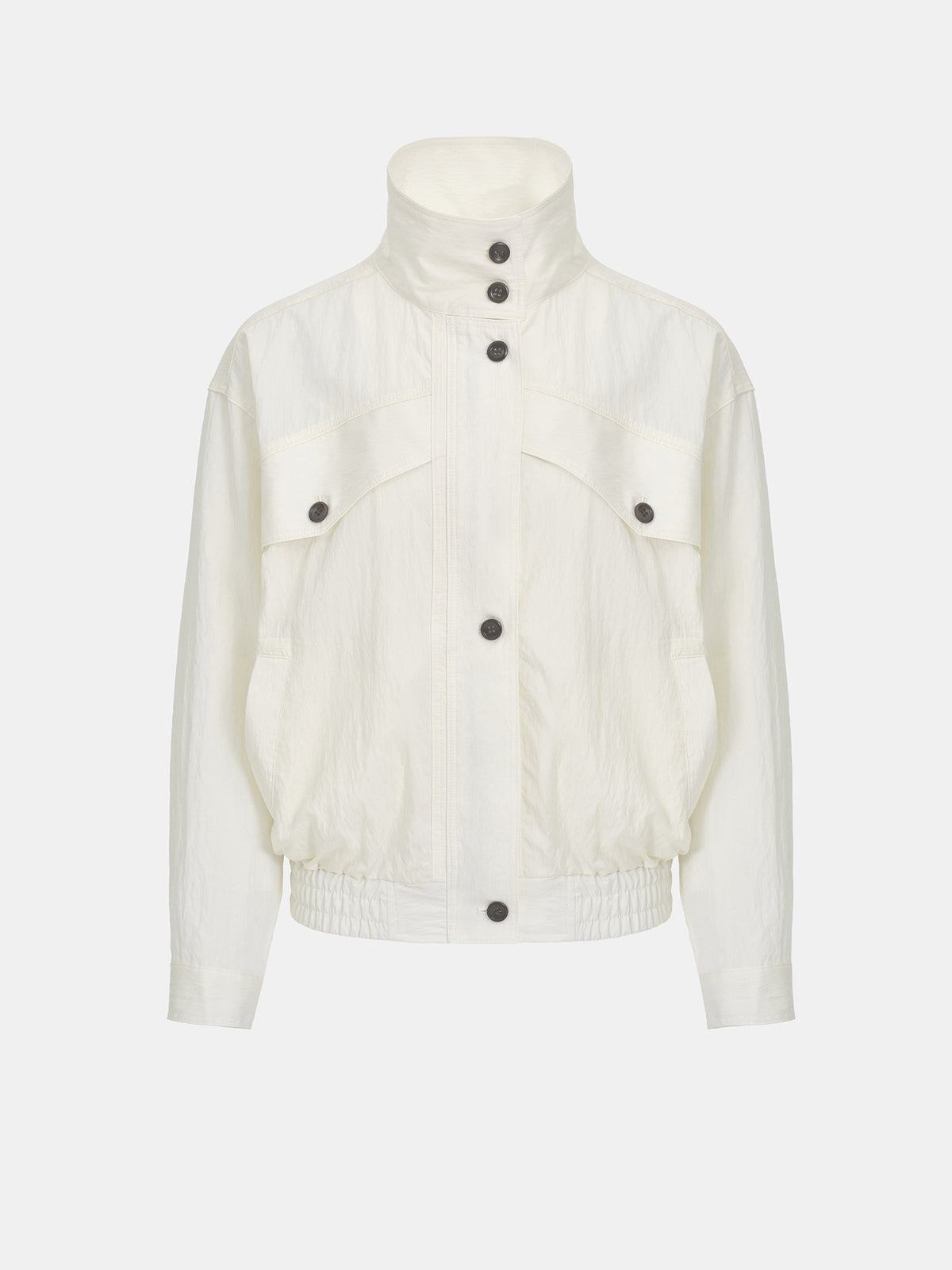 Kael Crinkled Blouson Jacket, Cream