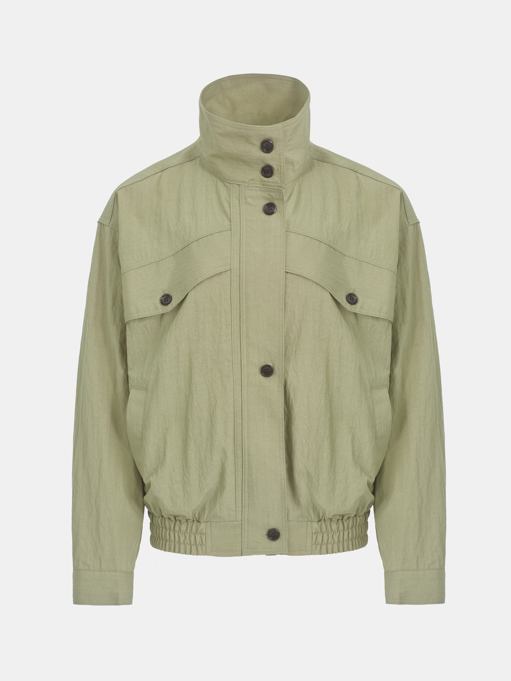 Crinkled Blouson Jacket, Khaki