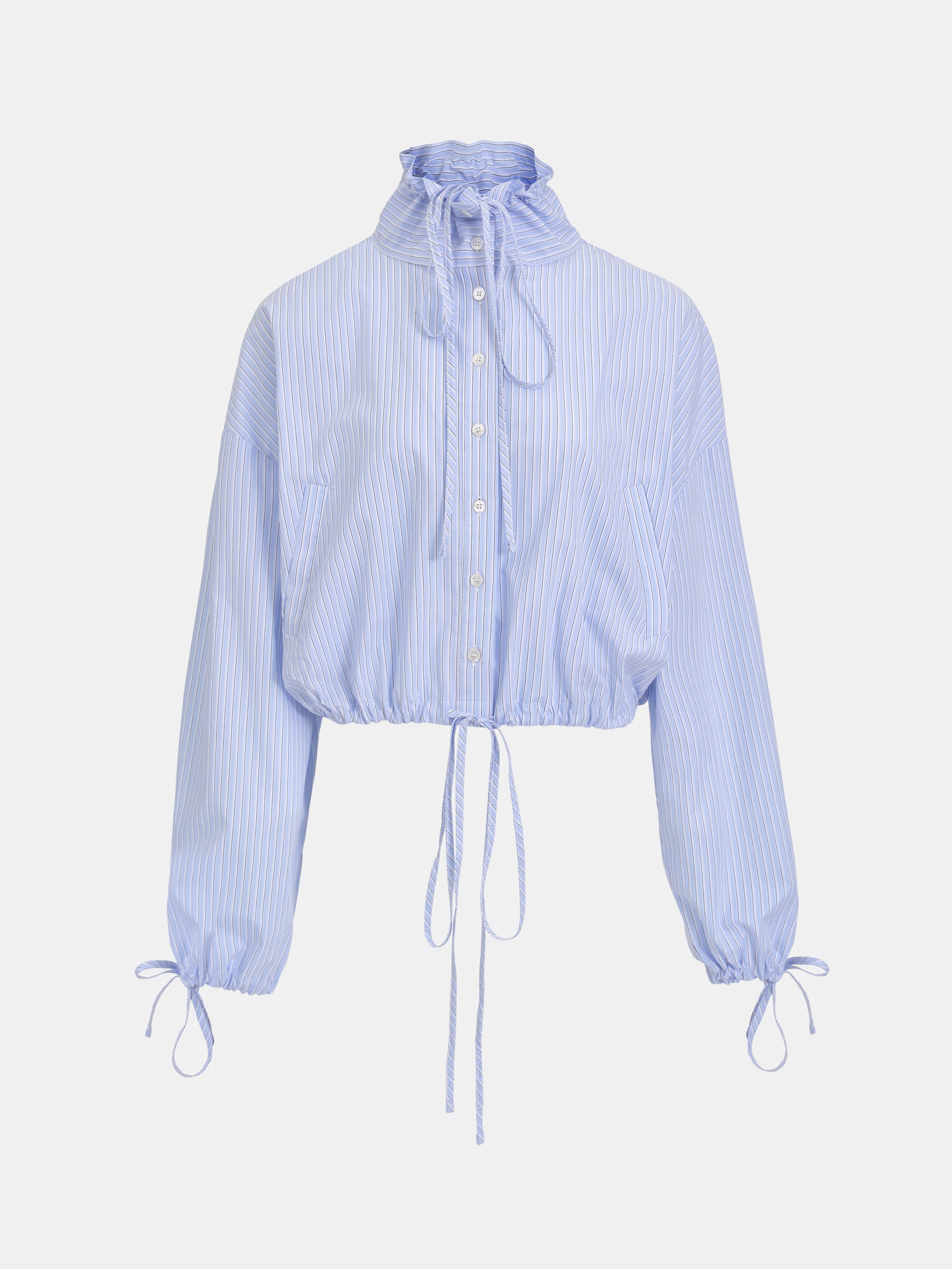 Striped Drawstring Shirt, Pale Blue