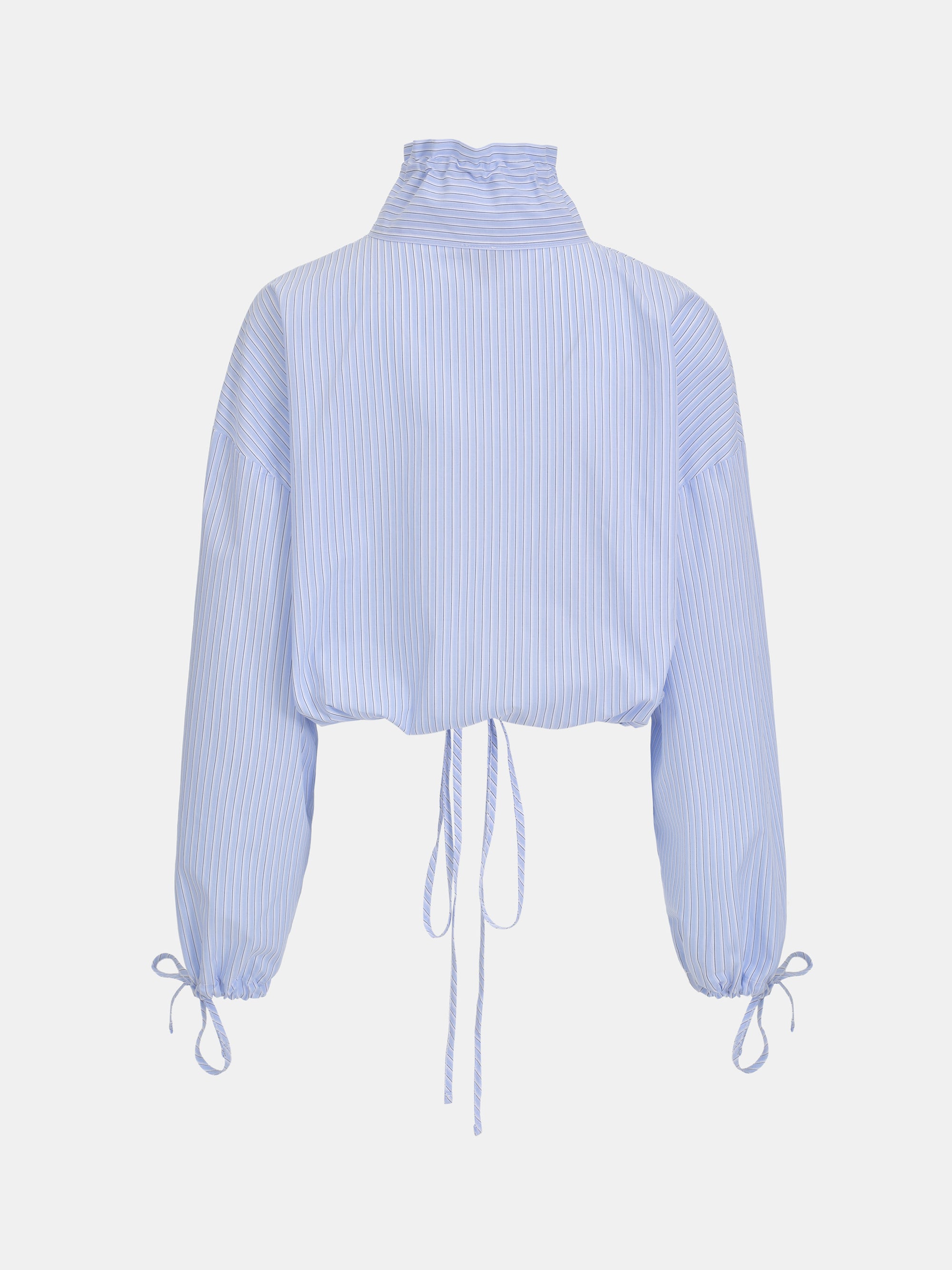 Striped Drawstring Shirt, Pale Blue