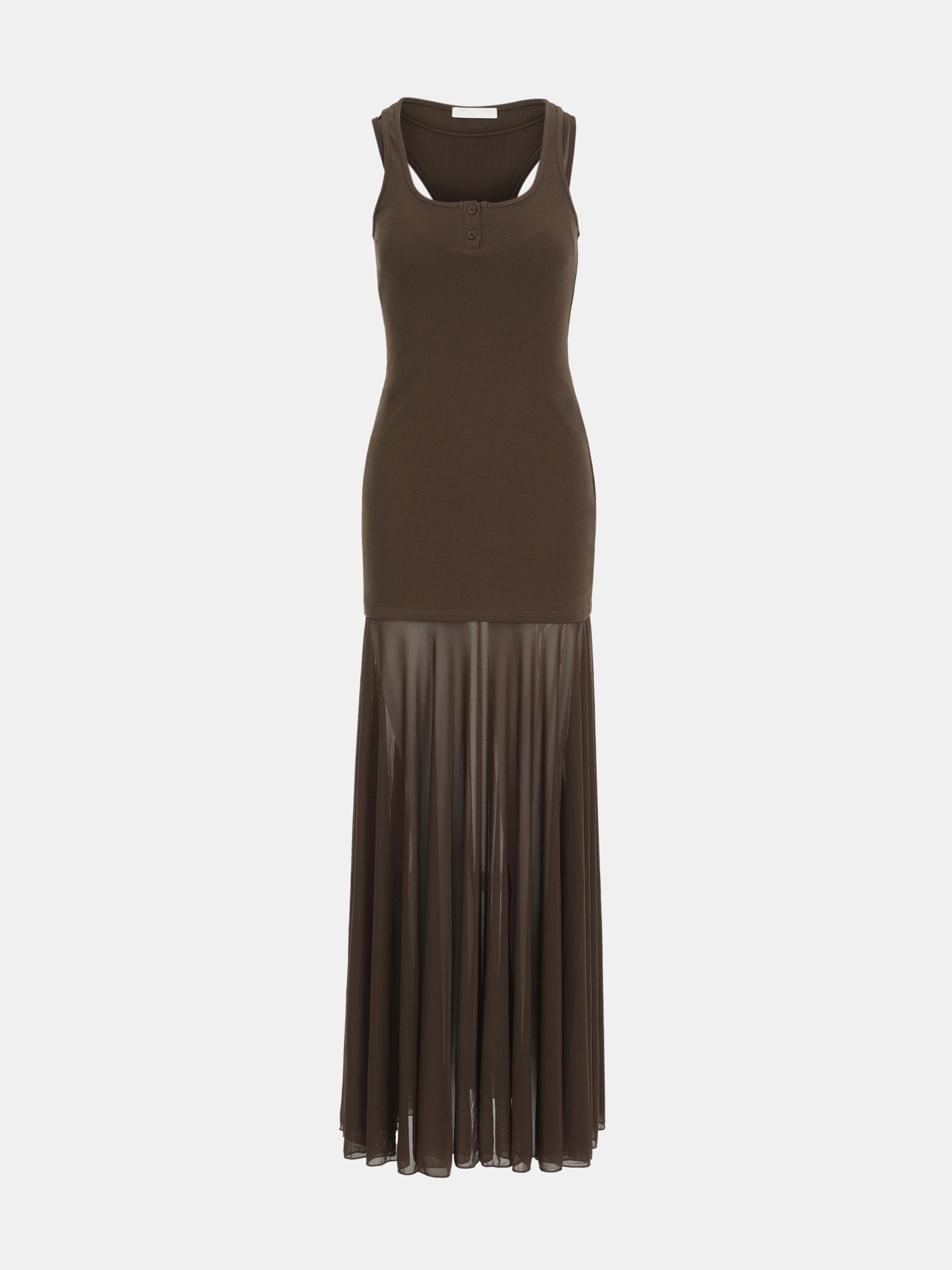 Layered Tank Dress, Brown