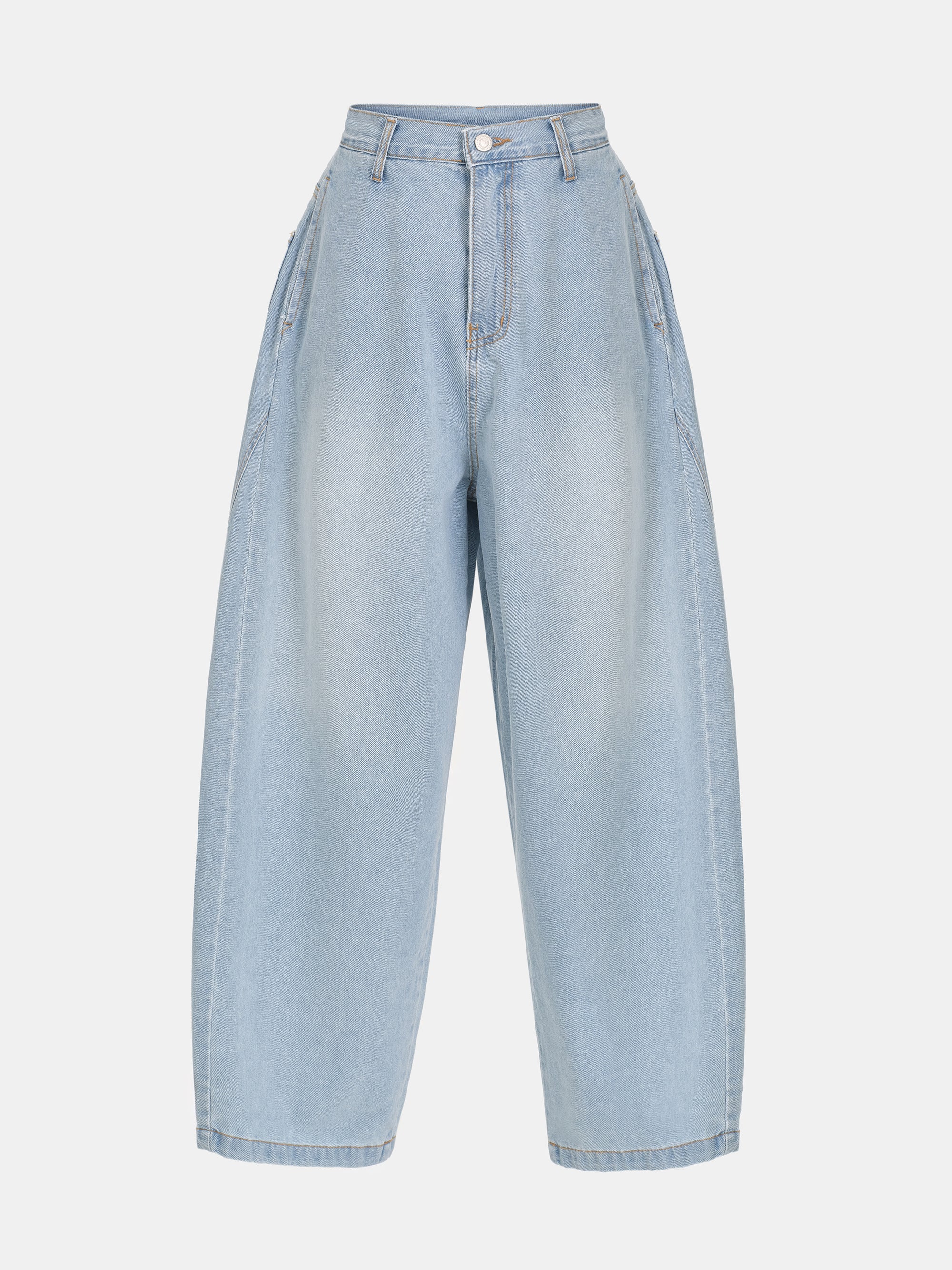 Panel-Seam Wide-Leg Jeans, Light Blue