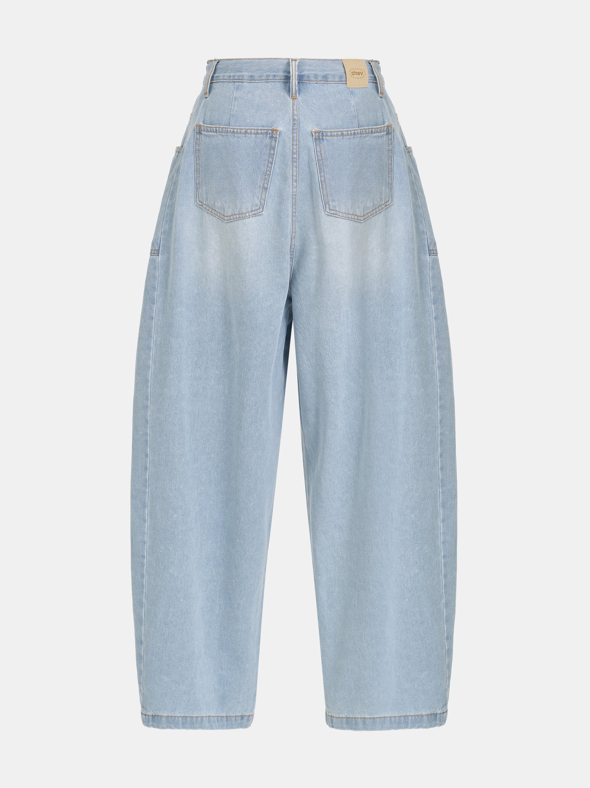 Panel-Seam Wide-Leg Jeans, Light Blue