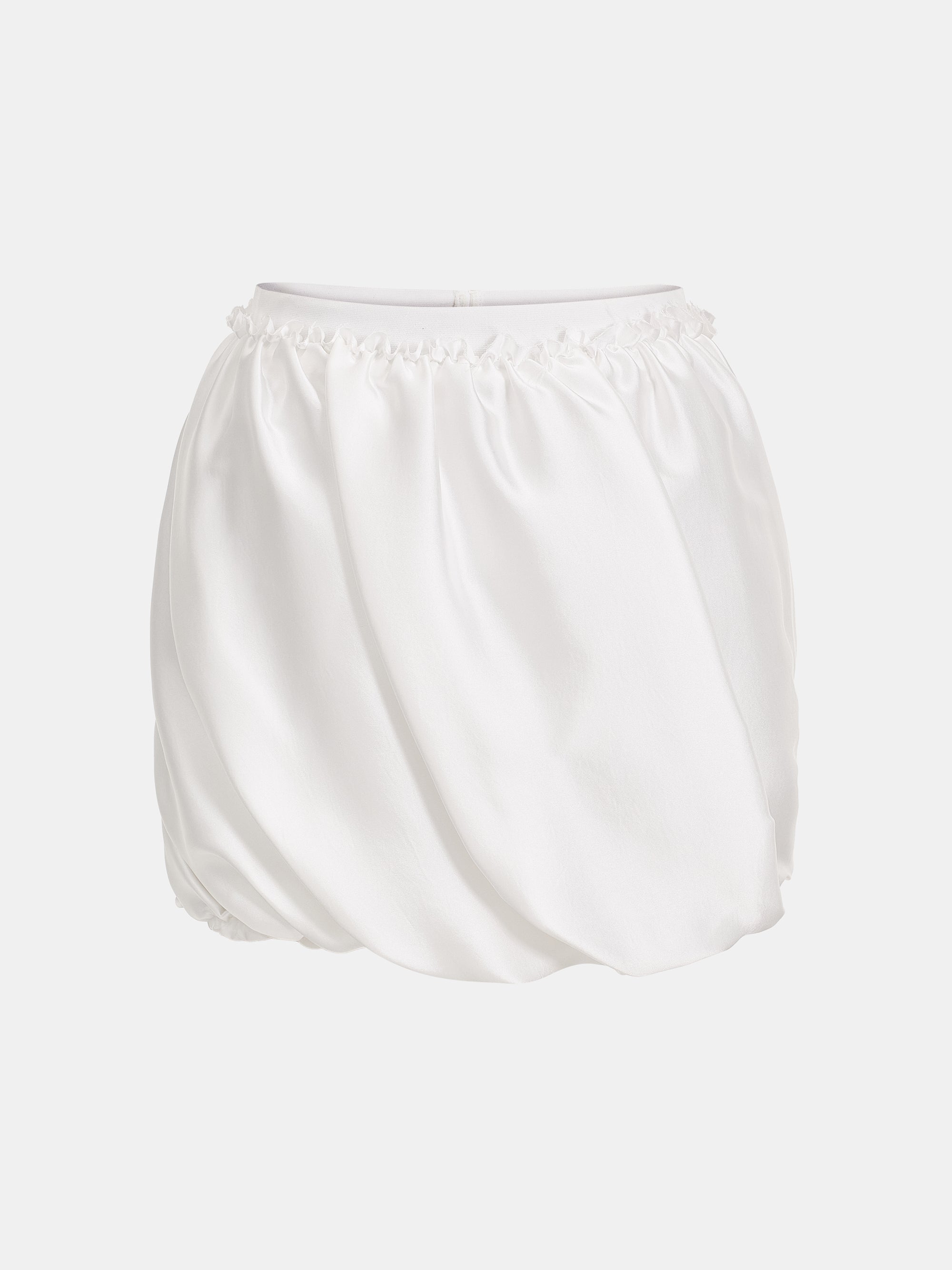 Ruched Puffball Shorts, Ivory