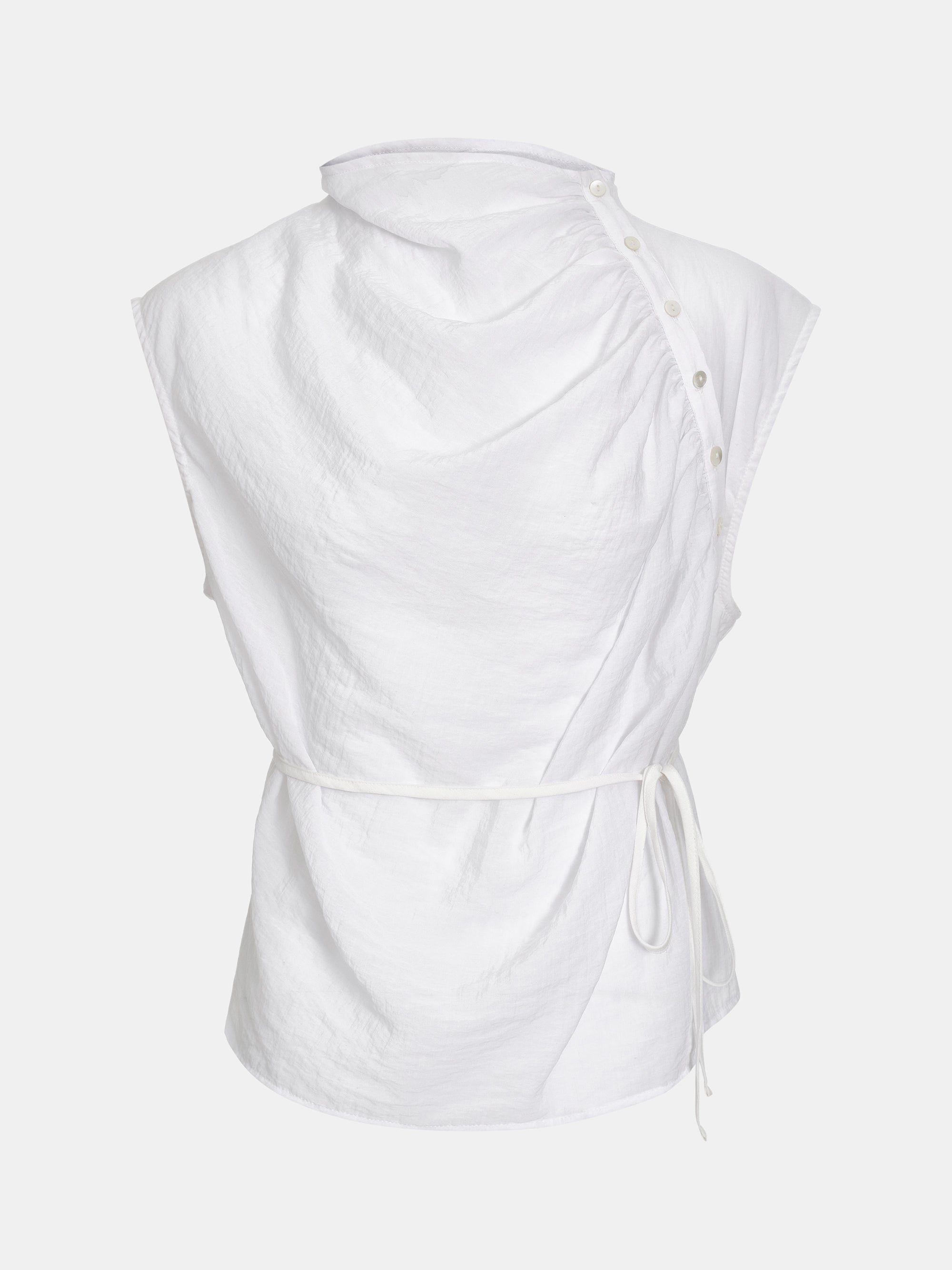 Delphi Draped Sash Top, White