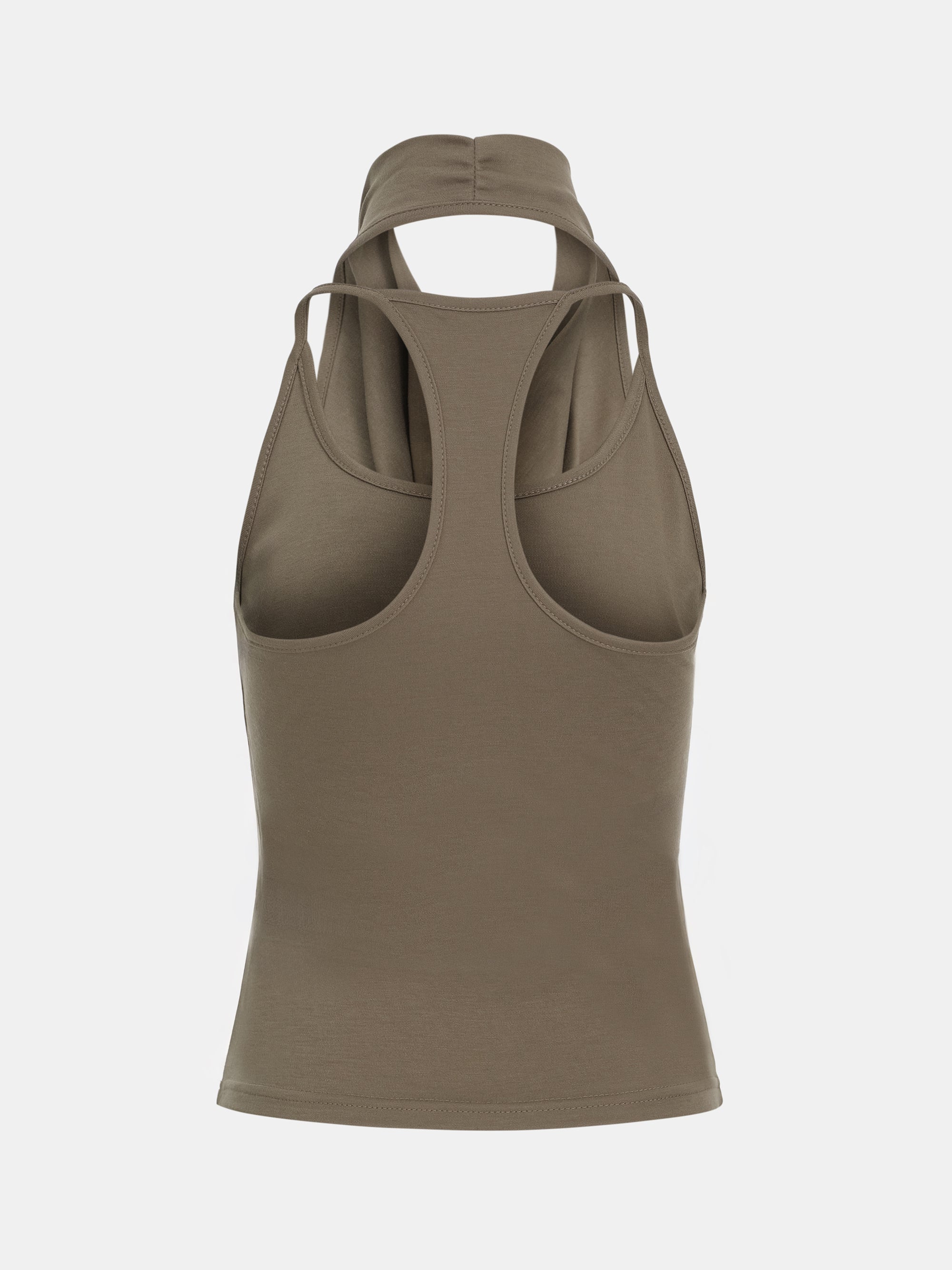 Layered Cowl Halter Top, Khaki