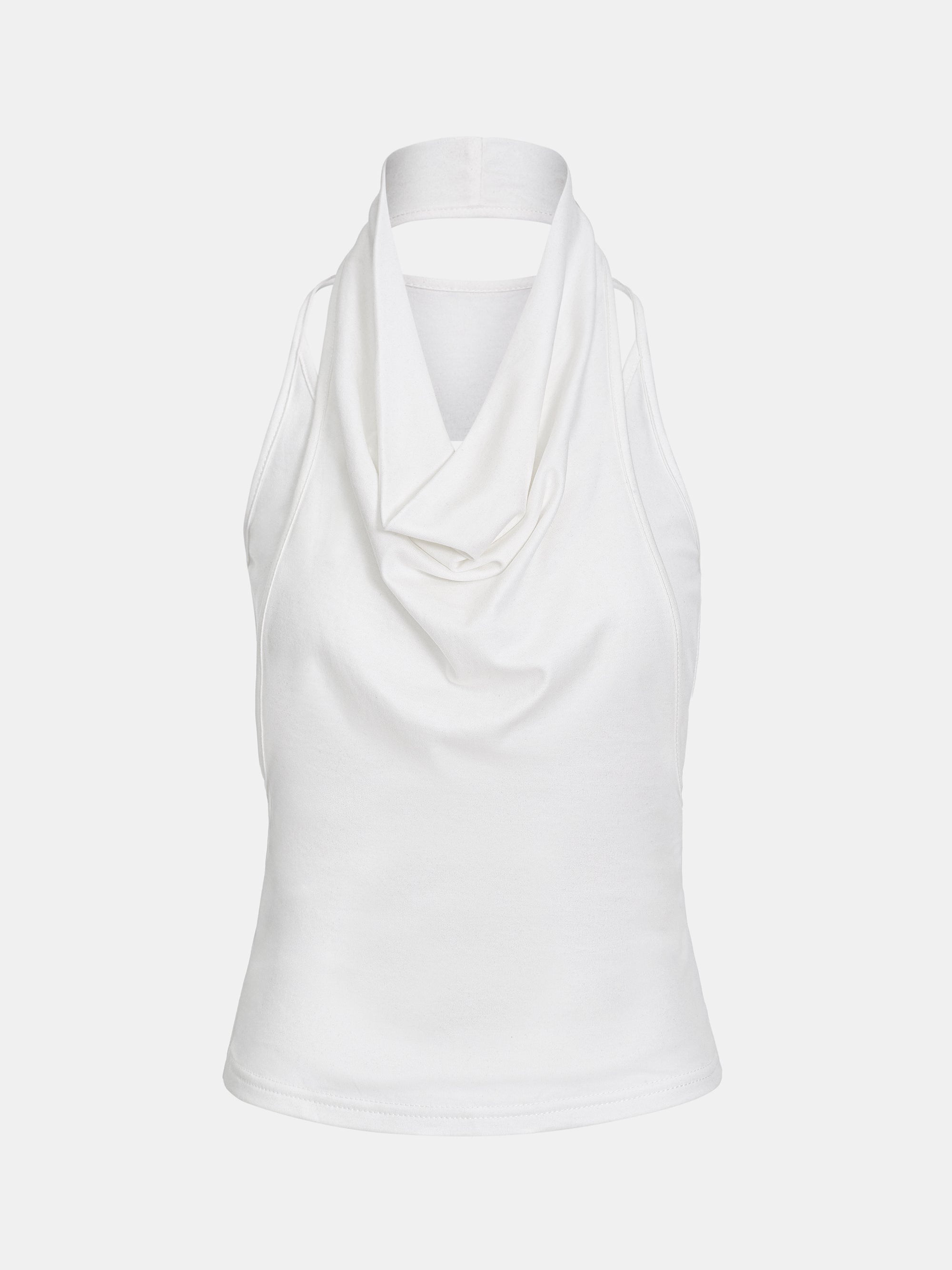 Layered Cowl Halter Top, Ivory
