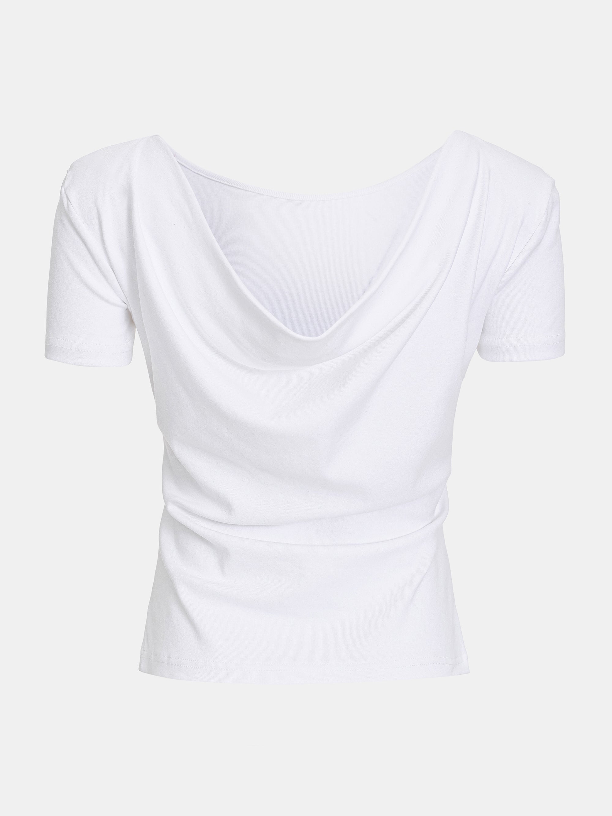 Cowl-Back T-Shirt, White