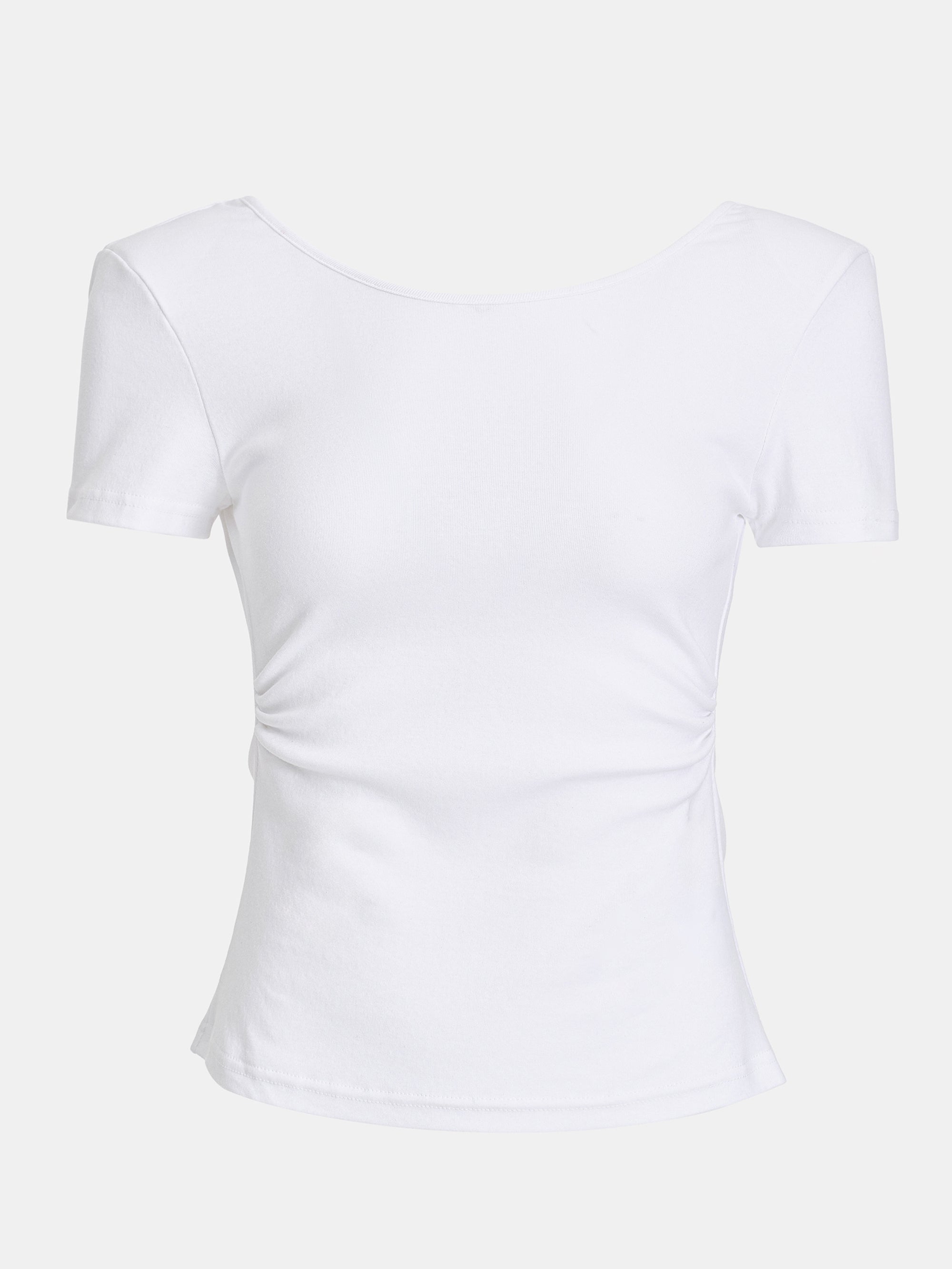 Cowl-Back T-Shirt, White