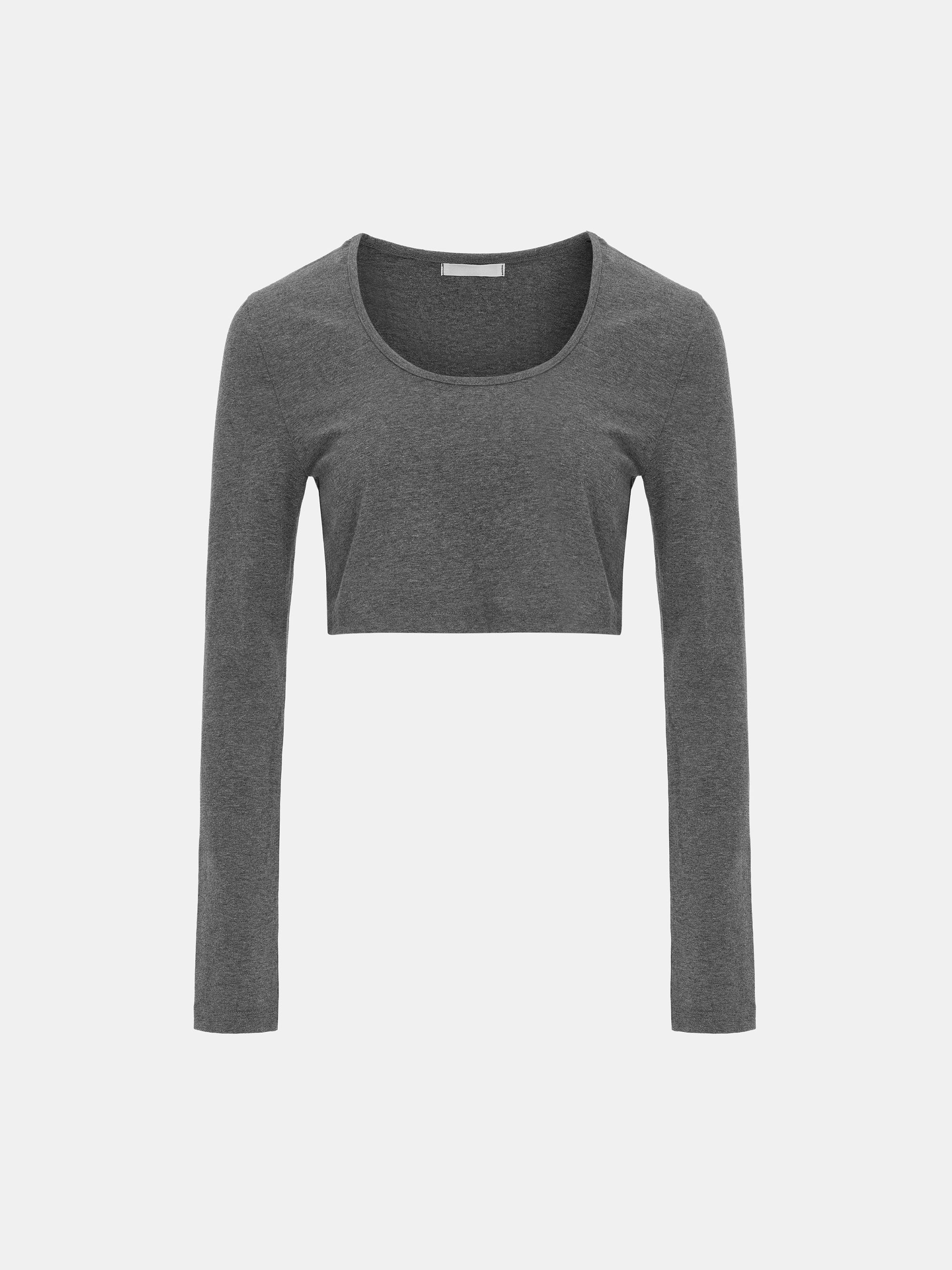 Omato Cropped Modal Tee, Charcoal