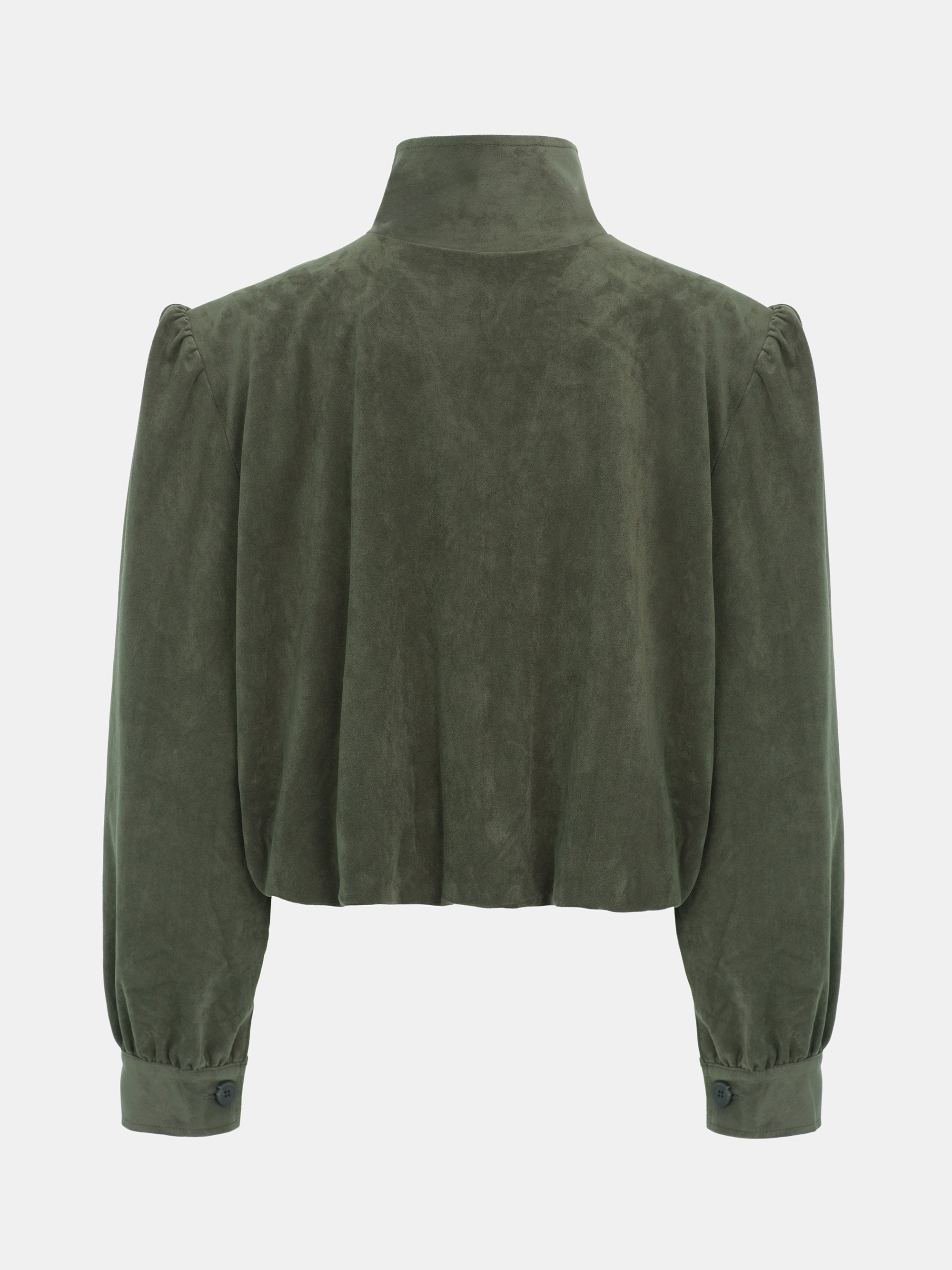 Lalisa Ruched Suede Bomber, Khaki