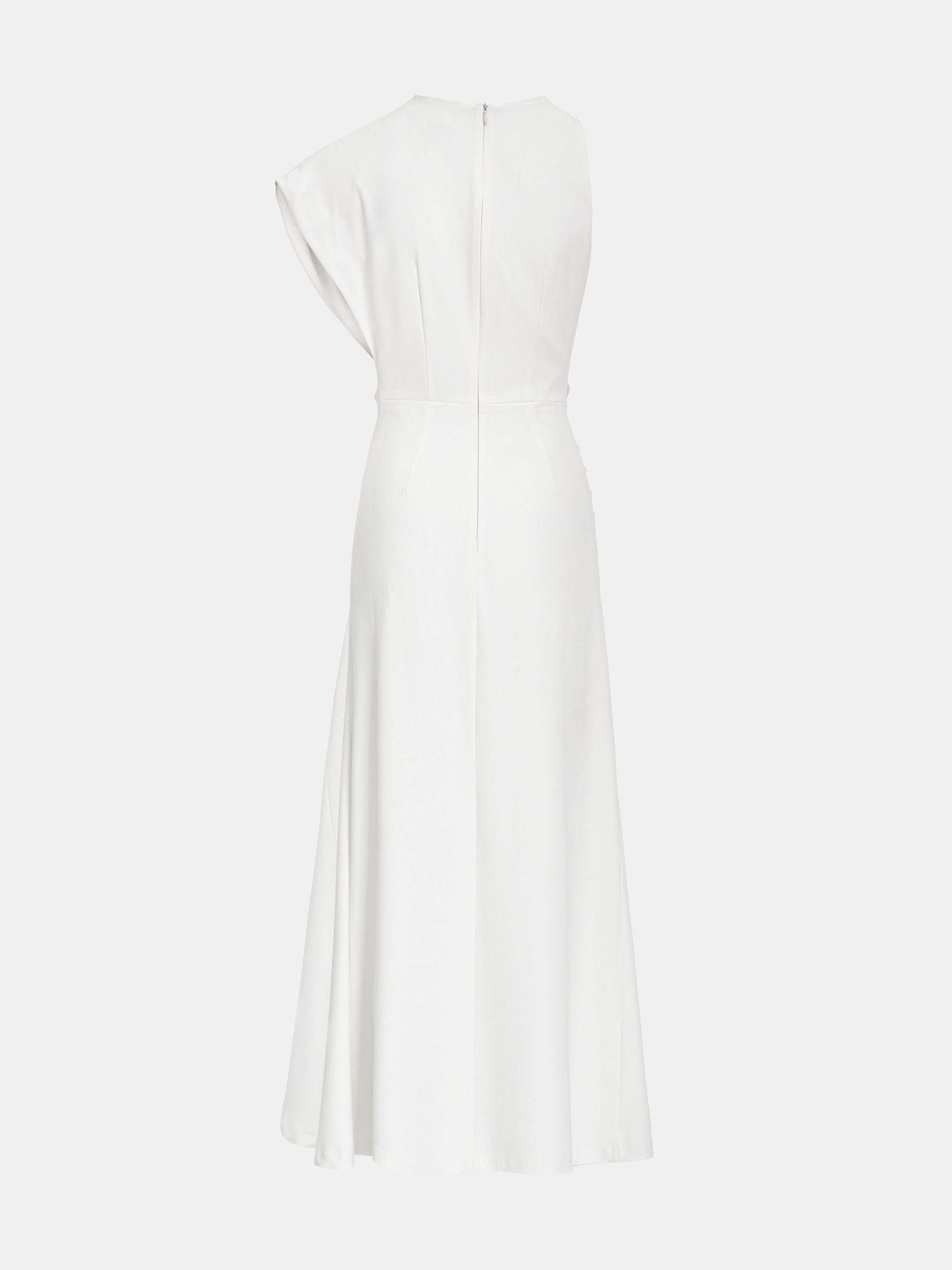 Martu Asymmetric Draped Dress, White