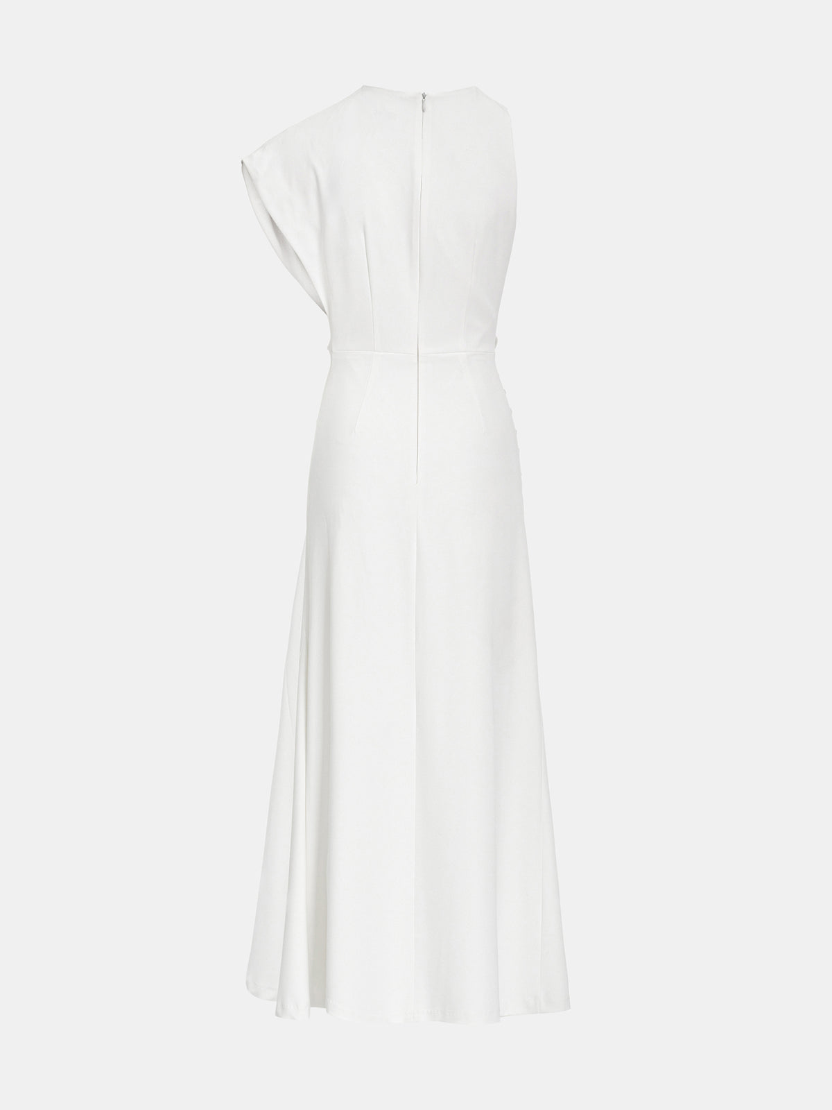 Martu Asymmetric Draped Dress, White