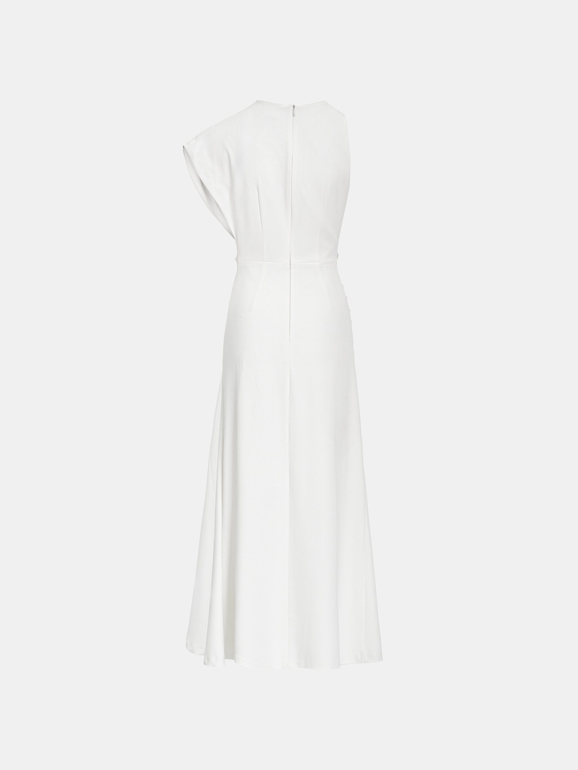 Martu Asymmetric Draped Dress, White