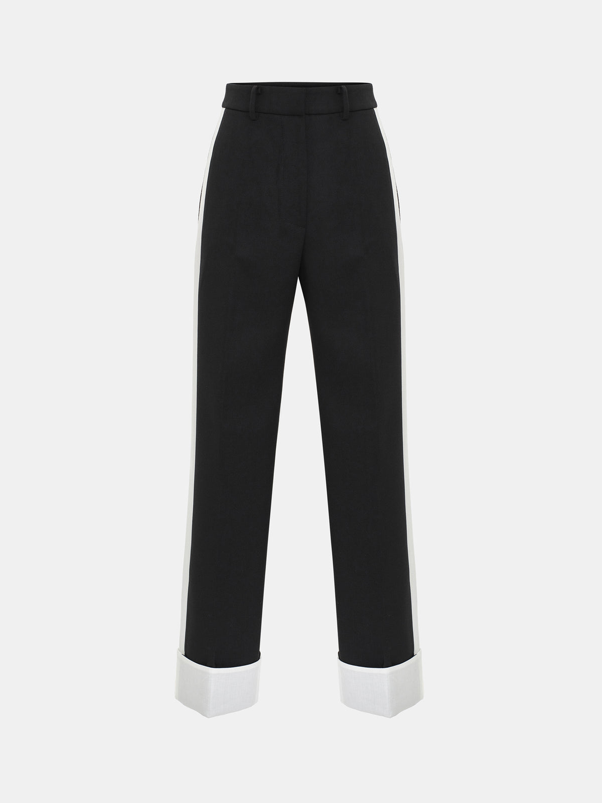 Linda Colorblock Cuffed Trousers, Black